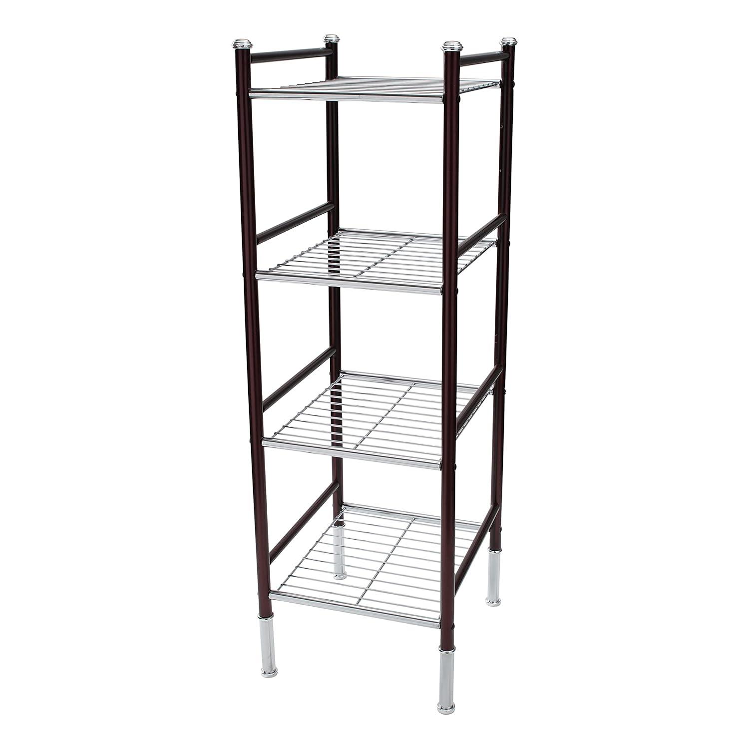 4 Tier Duplex Line Storage Tower Black - Organize It All: Metal Frame, Universal Shelving Unit, Easy to Assemble