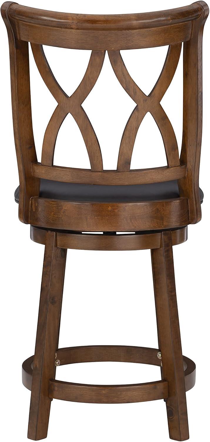 Carmen Traditional Black and Tan Swivel Counter Stool in Rubberwood