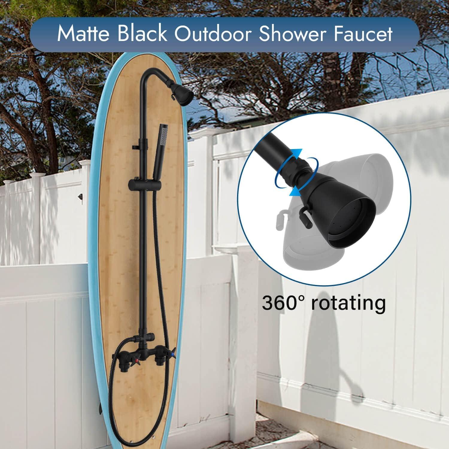 Matte Black Adjustable Height Outdoor Shower Kit with Handheld Sprayer