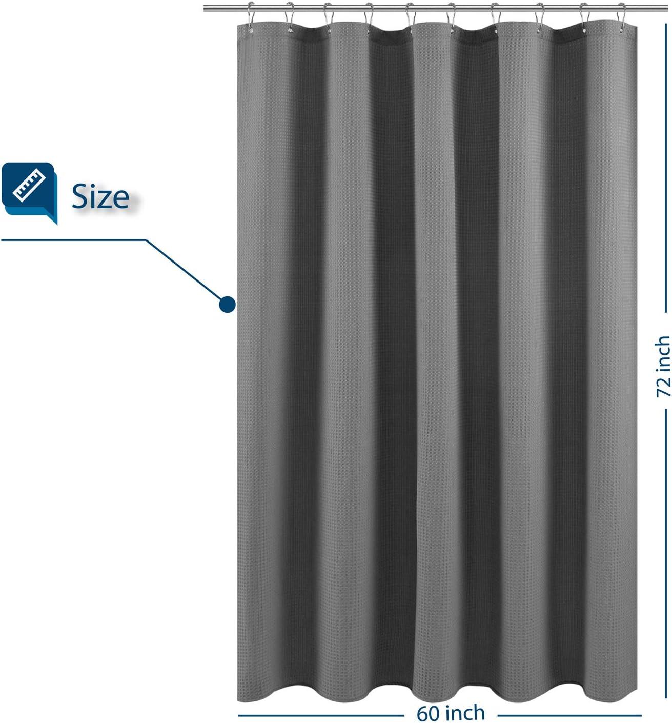 Extra Wide Fabric Shower Curtain 108 X 72 Inch, Waffle Weave, Hotel Luxury Spa, Wat[1151]