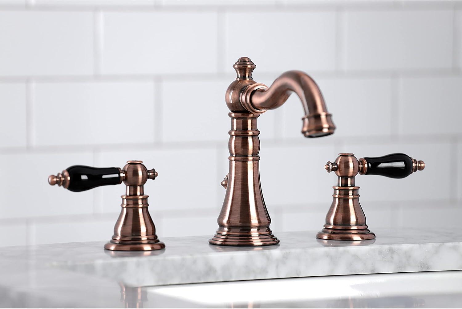 Duchess Antique Copper Widespread Bathroom Faucet with Porcelain Handles