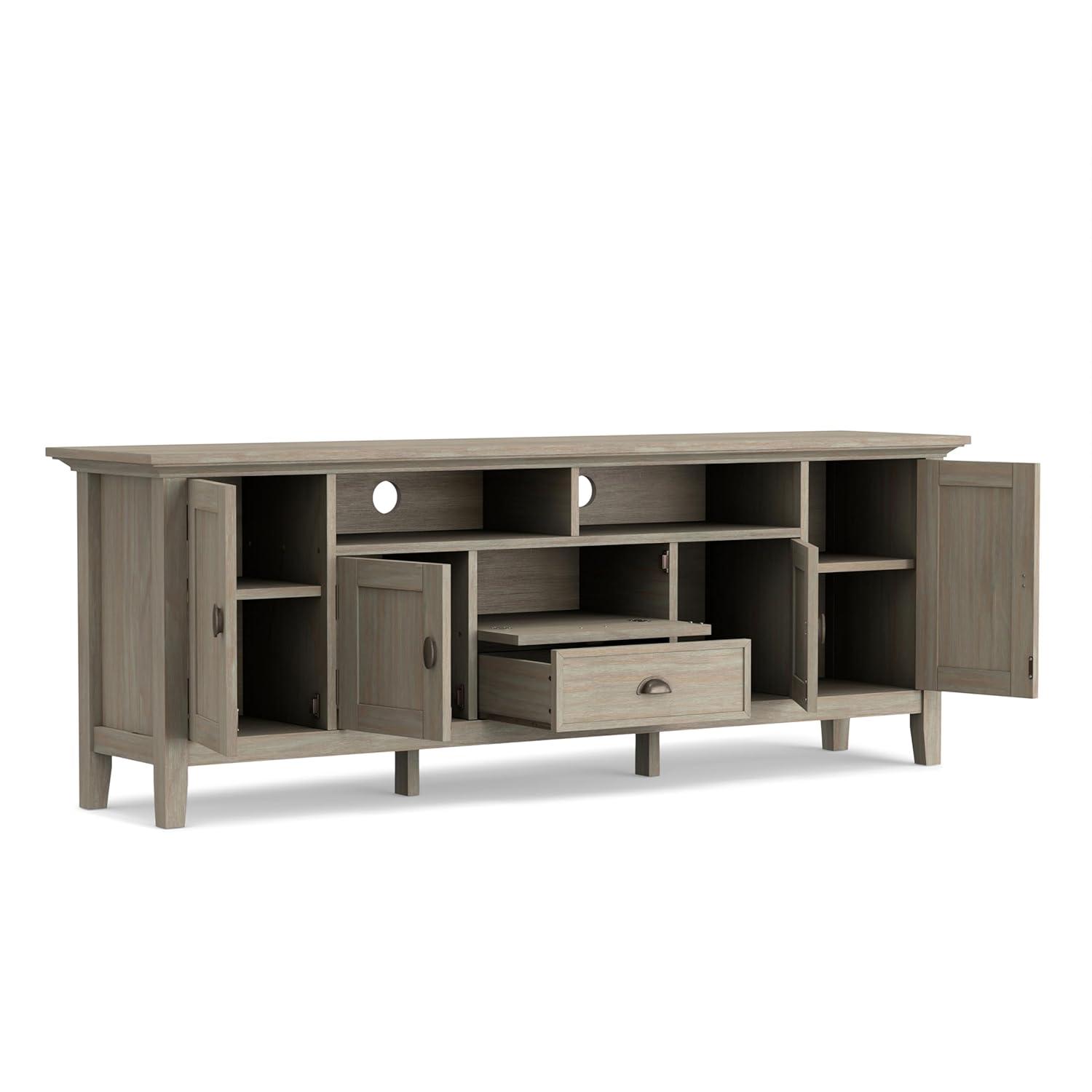 Redmond SOLID WOOD 72 inch TV Media Stand in Distressed Grey For TVs up to 80 inches