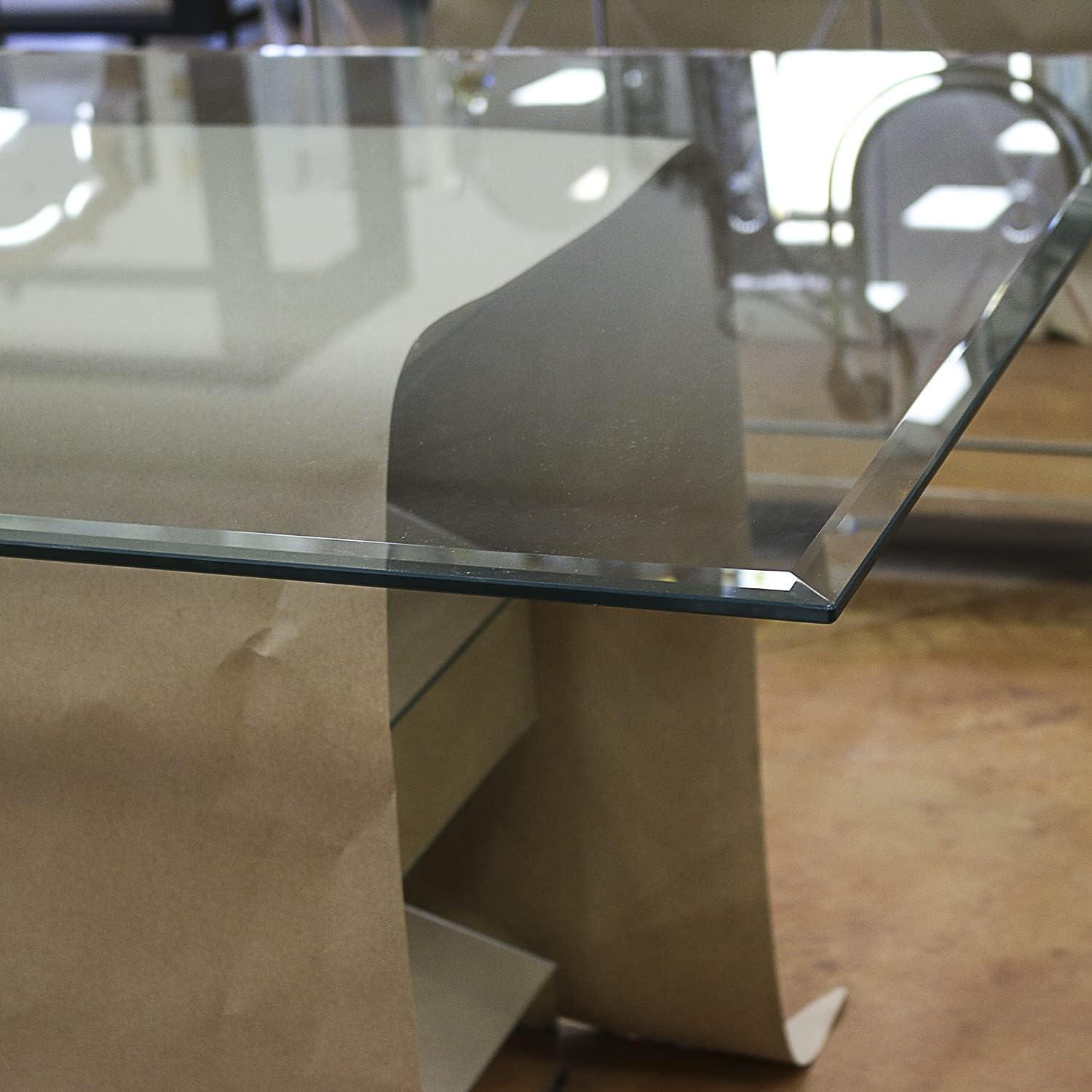 Elegant 36x60 Inch Clear Tempered Glass Tabletop with Polished Beveled Edges