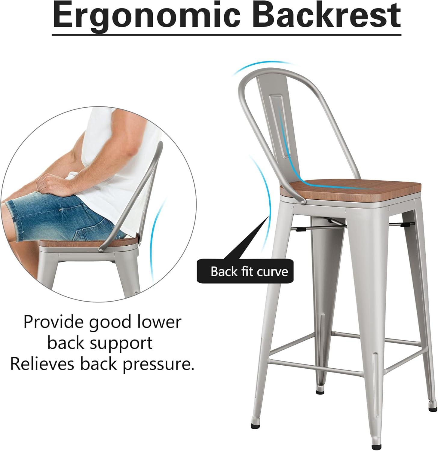 Andeworld  farmhouse bar stools ,counter height bar stools set of 4 - Set of 4 Silver 30INCH Bar Height N/A 350 lbs