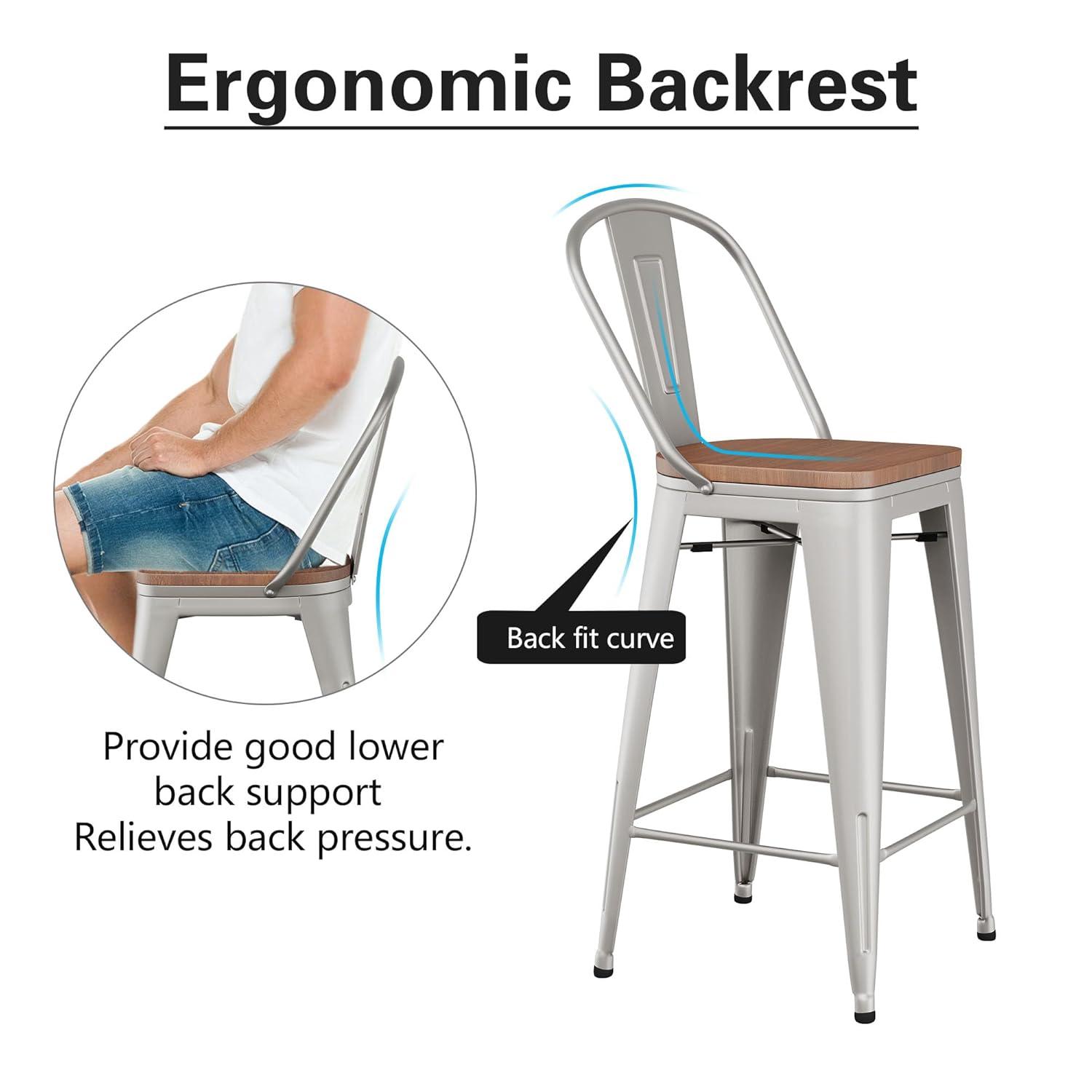 Andeworld  farmhouse bar stools ,counter height bar stools set of 4 - Set of 4 Silver 30INCH Bar Height N/A 350 lbs