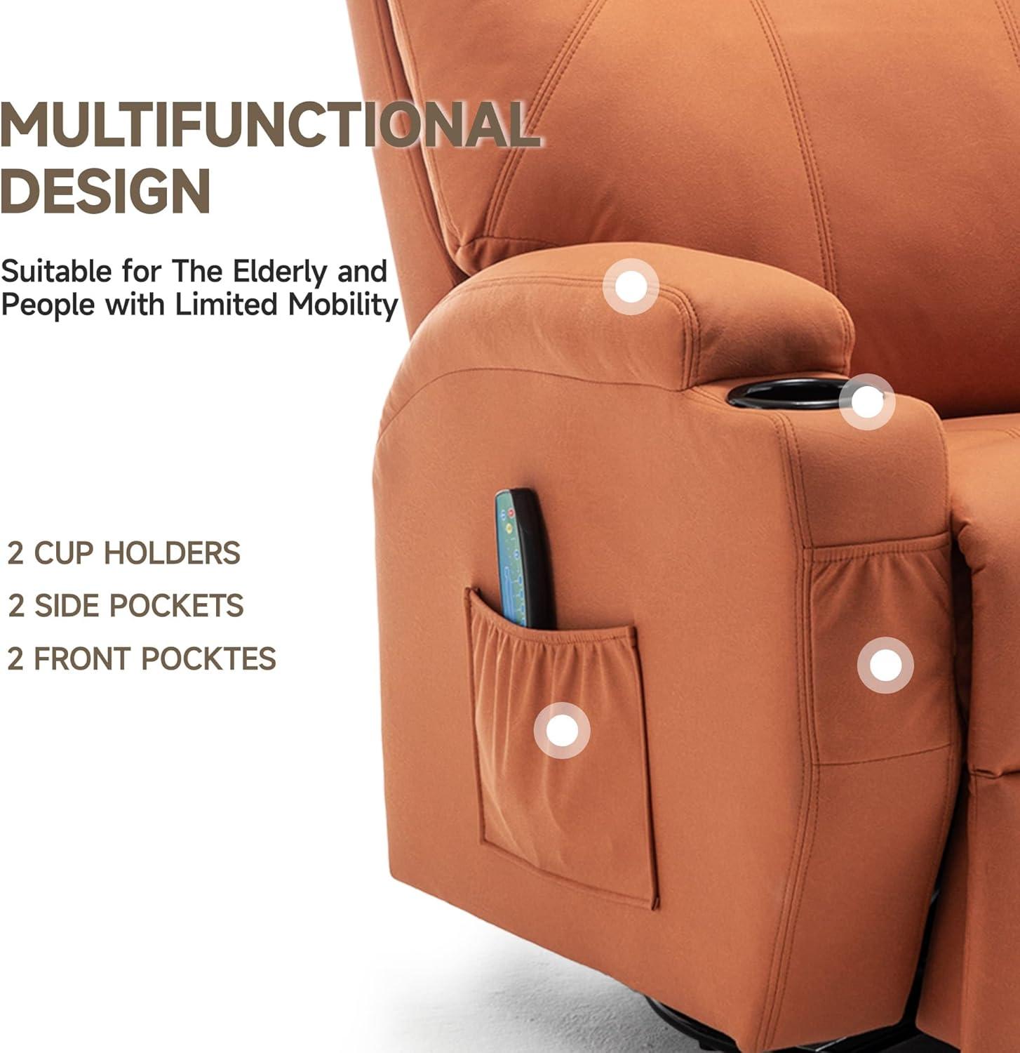 Latitude Run® Recliner Chair, Rocking Chair with Massage and Heat, 360° Swivel Recliner Chairs for Adults, Rocker Manual Recliner with Remote Control and Cup Holder for Living Room