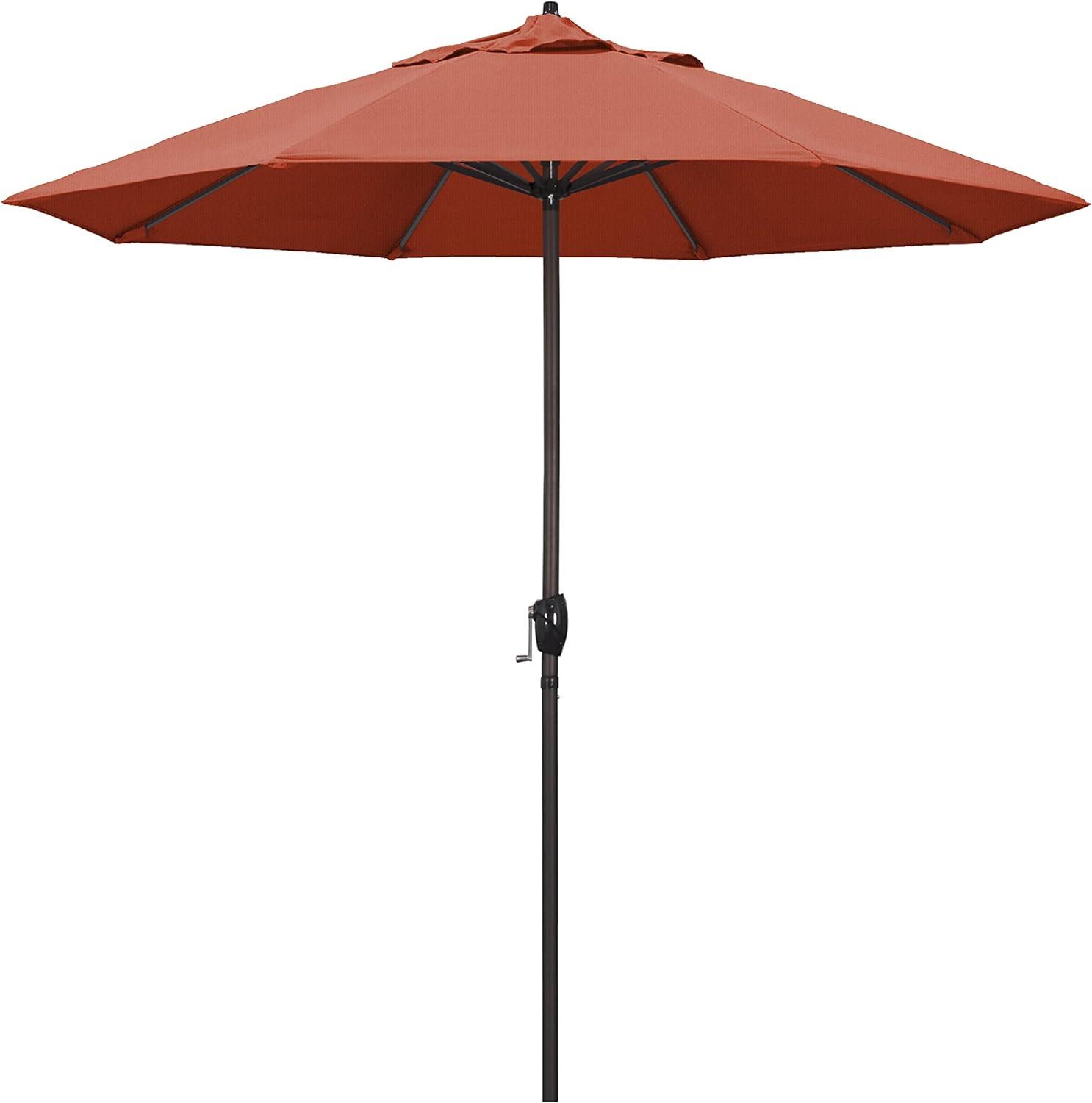 9 ft. Terracotta Aluminum Patio Umbrella with Auto Tilt Crank Lift