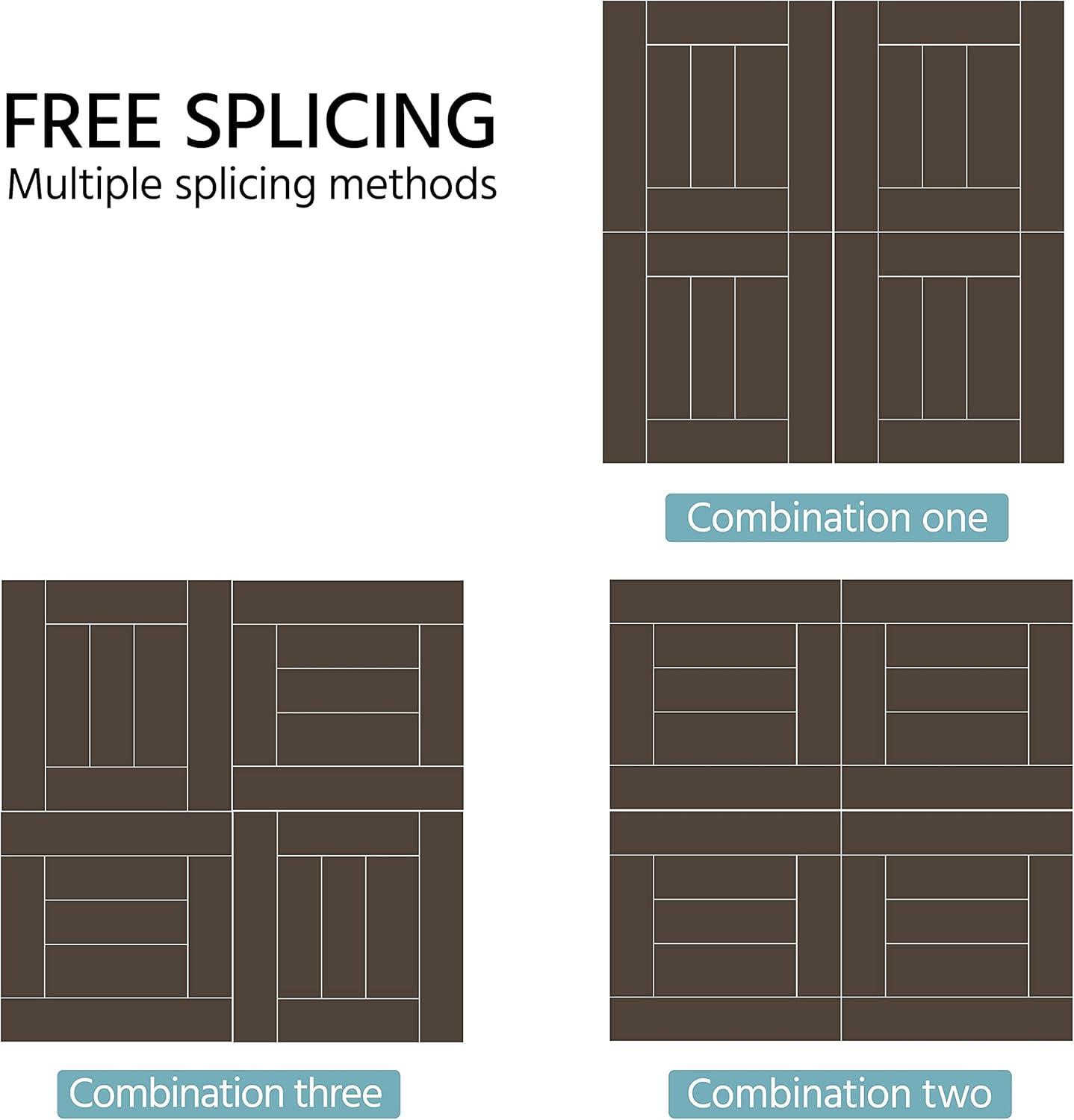 Topeakmart 27PCS Patio Deck Tiles Interlocking Wood Decking Floor Tiles 12 x 12in Black for Outdoor & Indoor Patio Garden Deck Poolside