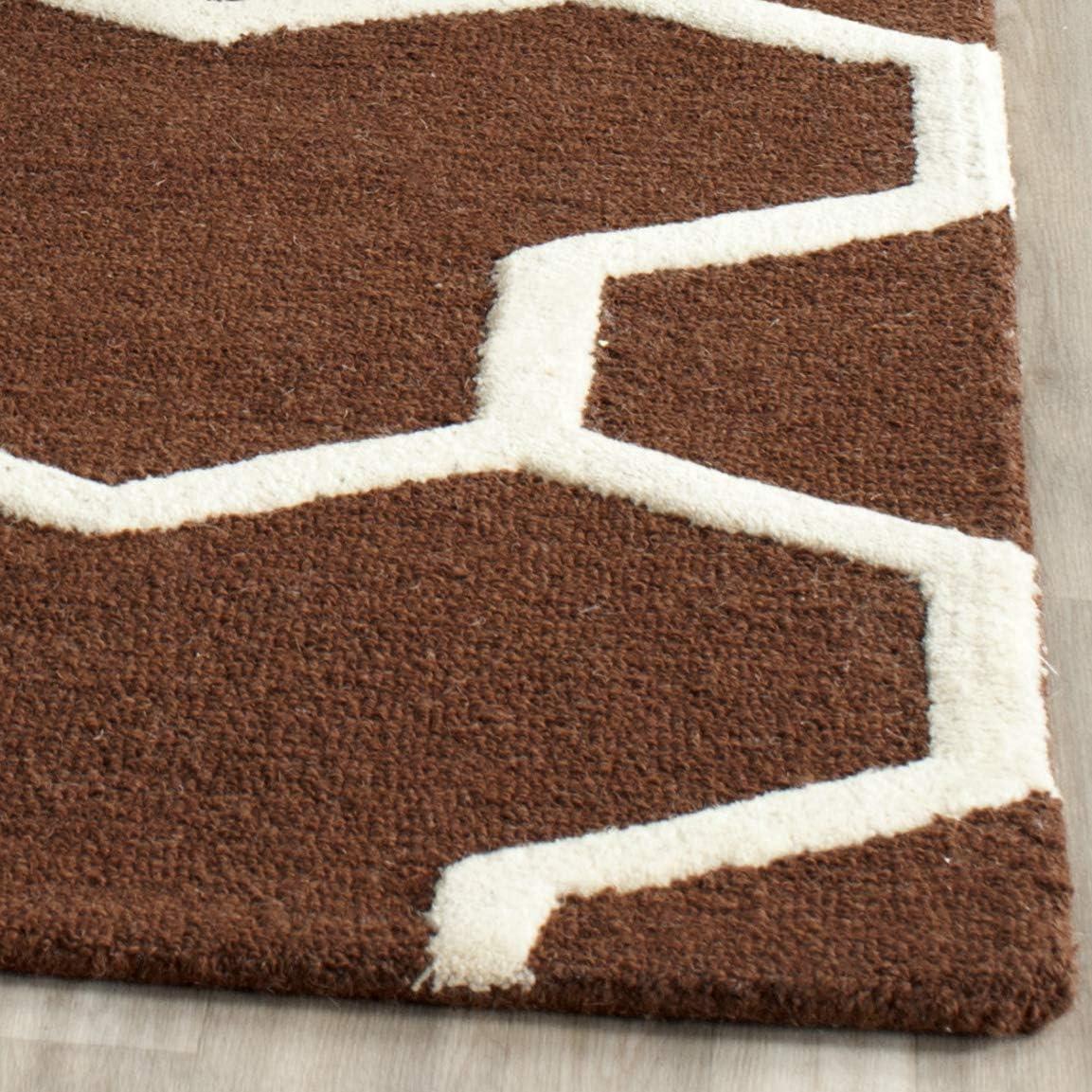 SAFAVIEH Cambridge Joshua Geometric Tessellation Wool Area Rug, Dark Brown/Ivory, 3' x 5'
