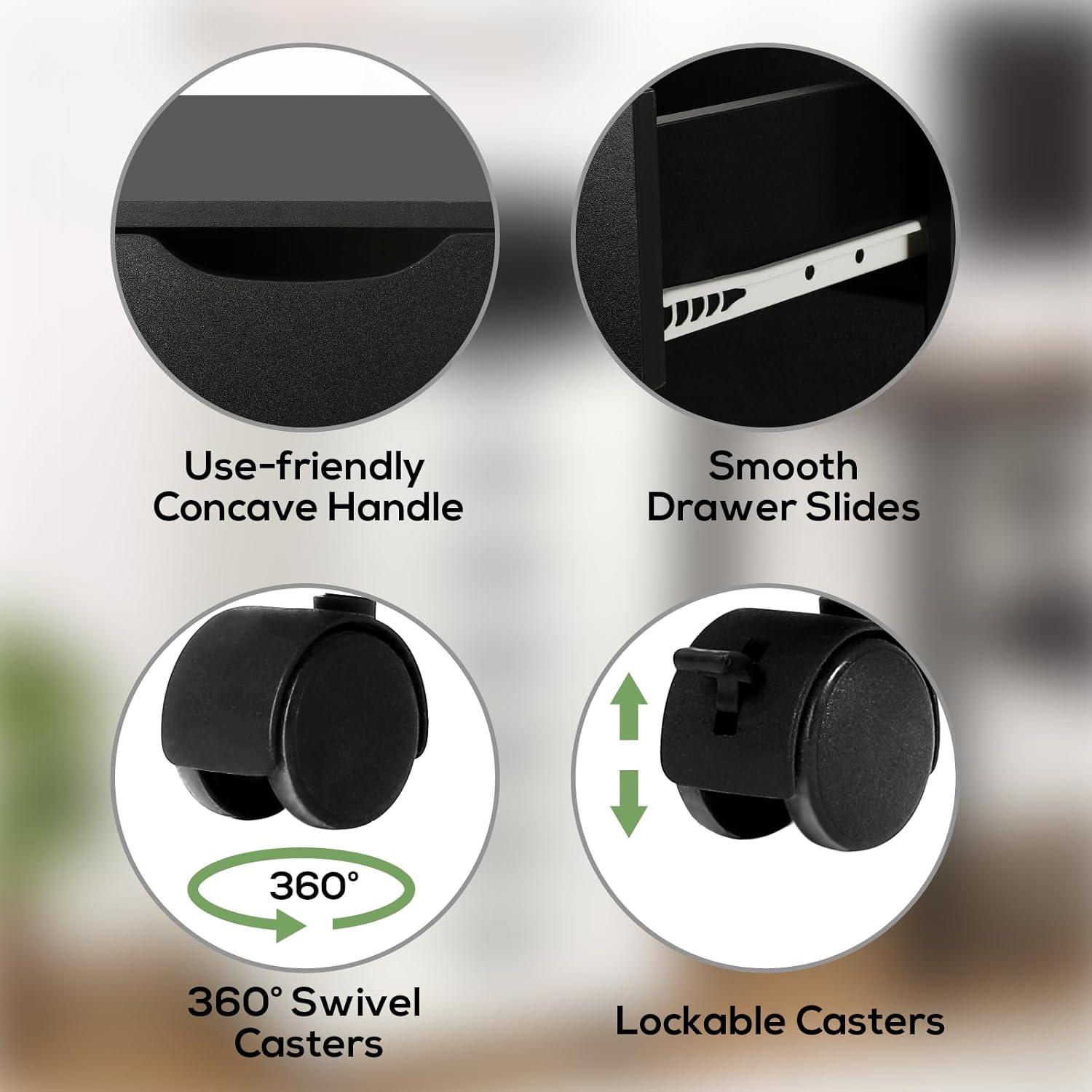 HeSLehs 7-Drawer Organizer, Tall Chest of Drawers with Caster Wheels, Alex Drawers File for Home Office, White