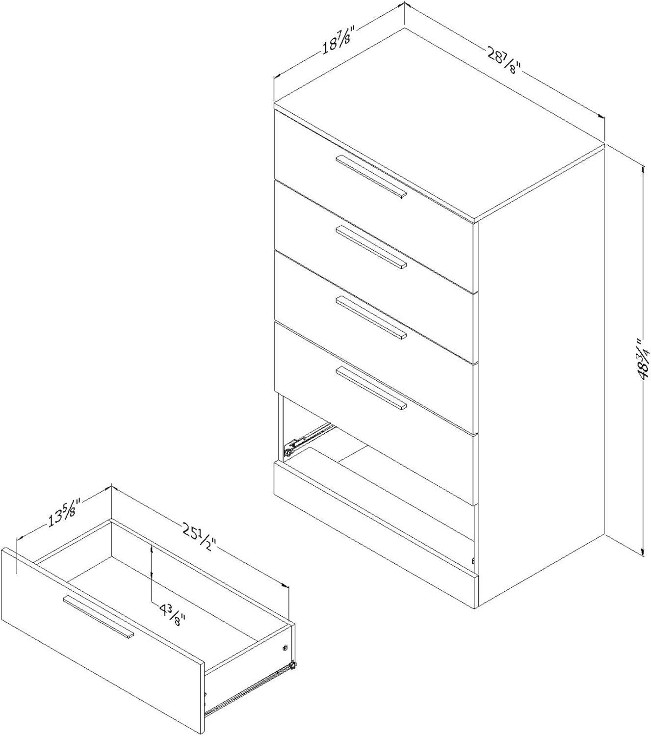 Gray Oak Farmhouse 5-Drawer Tall Dresser