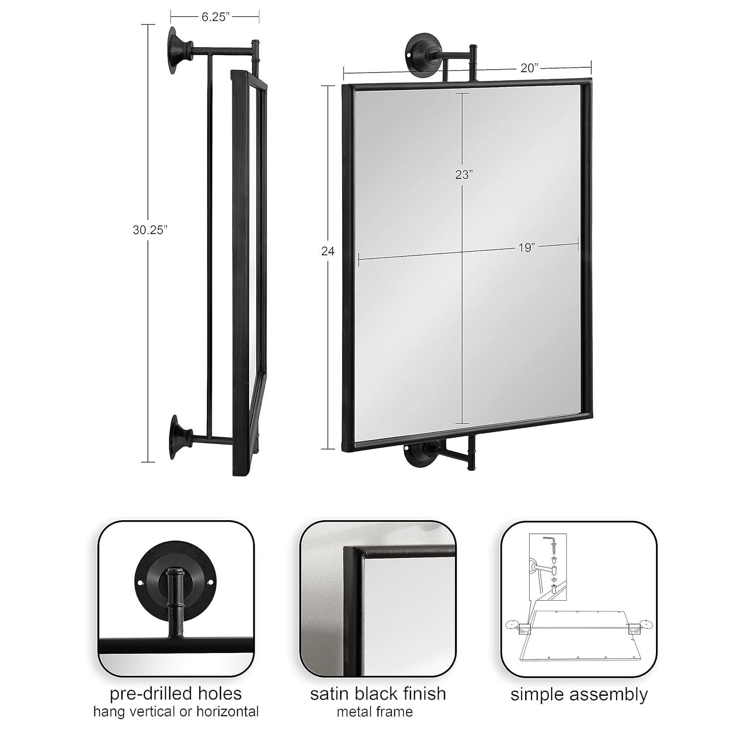 20"x31" Darbridge Rectangle Pivot Mirror Silver - Kate & Laurel All Things Decor