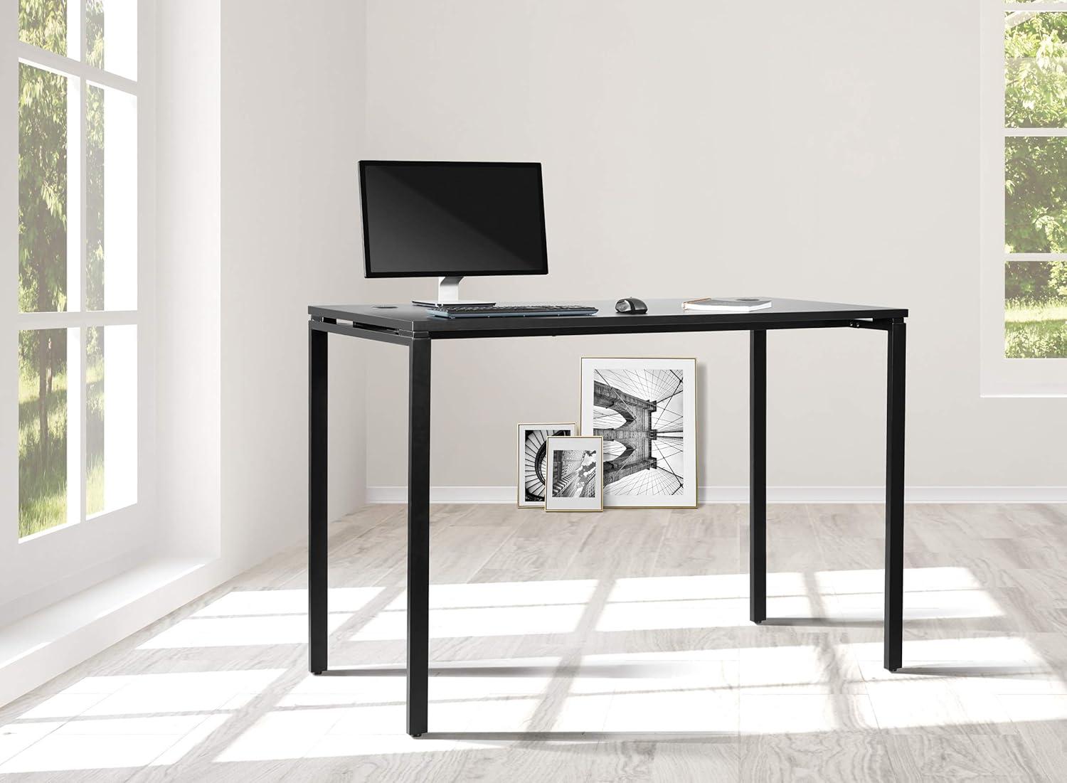 60" Writing Desk with White Laminate Top and White Finish Metal Legs