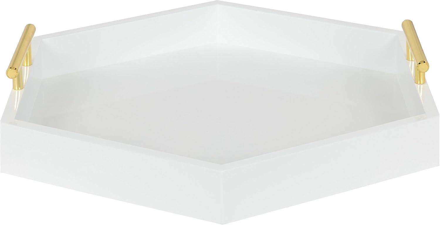 Kate and Laurel Lipton Tray, 18x18, White and Gold