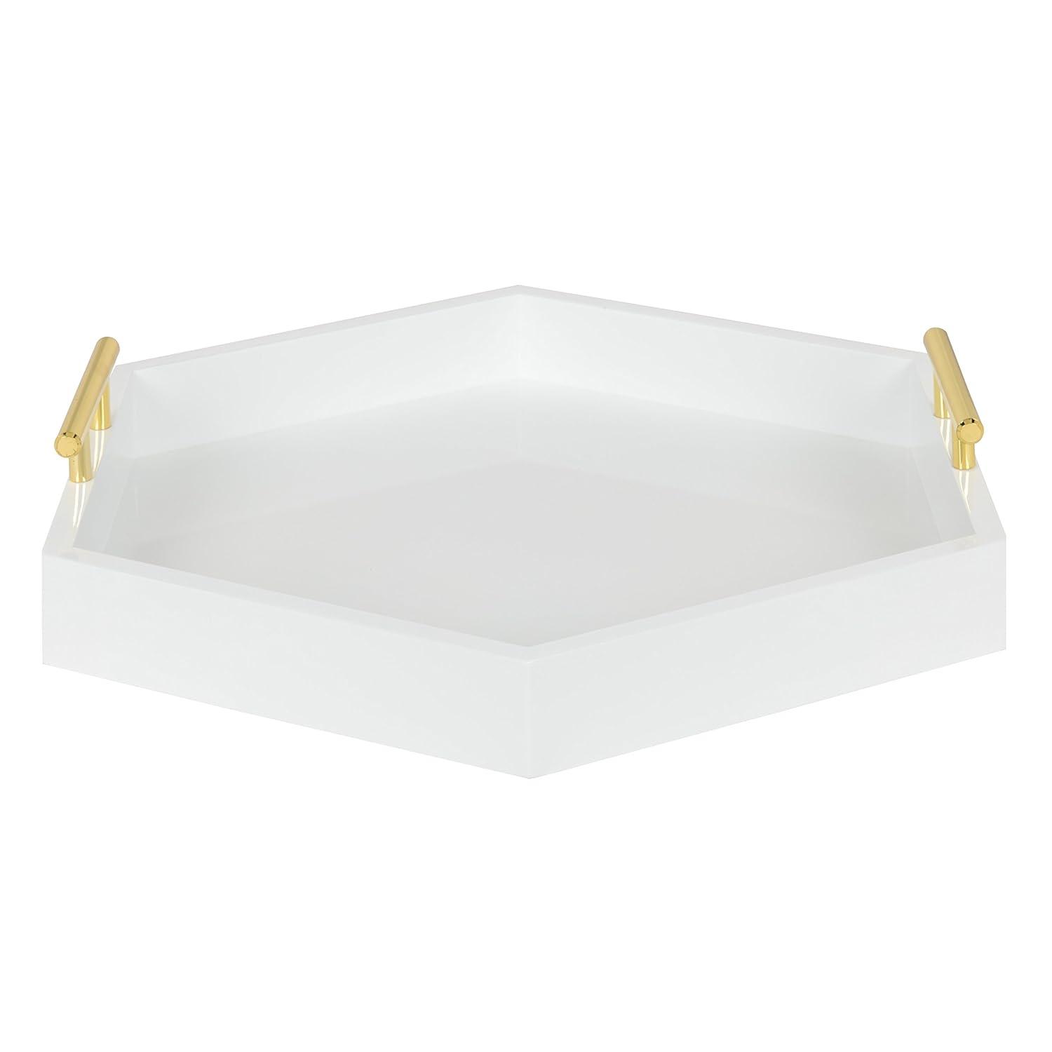 Kate and Laurel Lipton Tray, 18x18, White and Gold