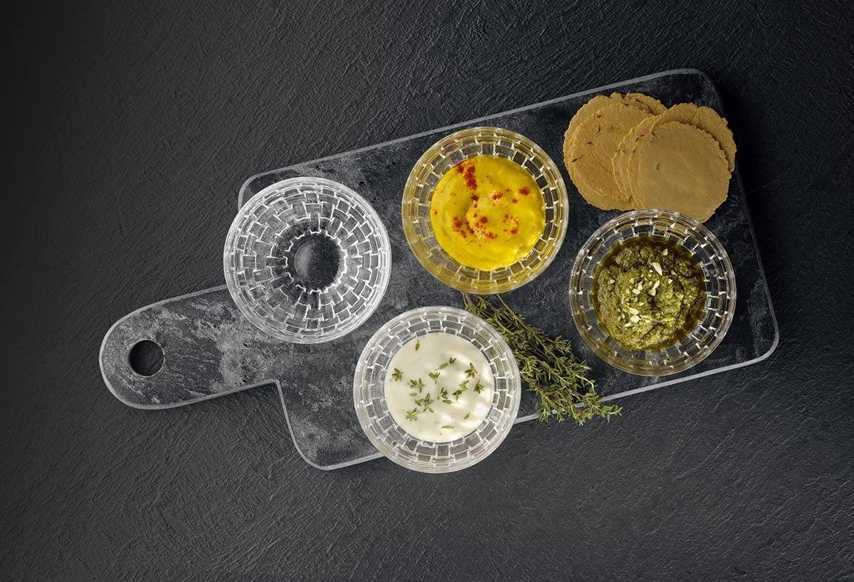 Nachtmann Bossa Nova Round Crystal Dip Bowls, Set of 4, Serving Dish for Sauce, Salsa, Ice Cream, and Dips, Giftable, 3.5 Ounce, Clear, Dishwasher Safe