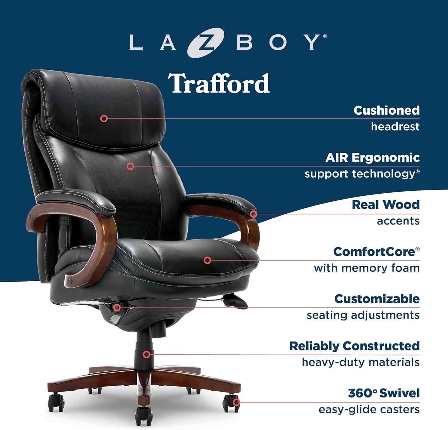La-Z-Boy Trafford Big and Tall Executive Ergonomic Office Chair with AIR Lumbar Technology