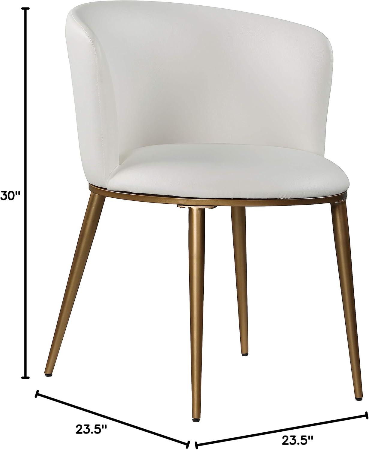 Skylar Petite White Faux Leather Dining Chair with Gold Legs