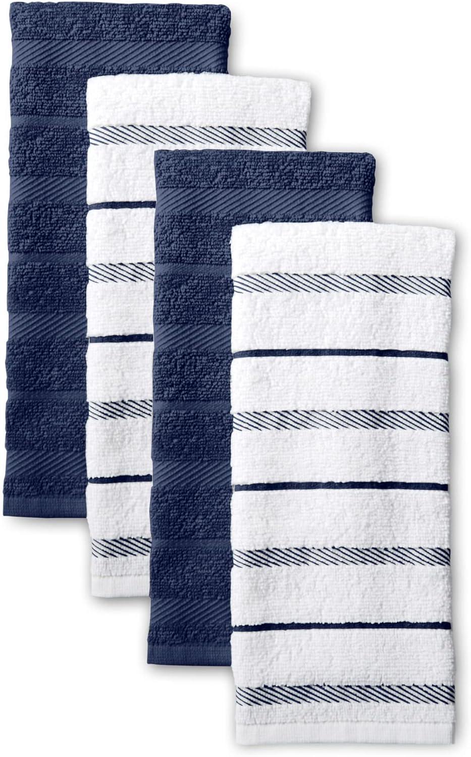 KitchenAid Albany Kitchen Towel 4-Pack Set, Blue Willow/White, 16"x26"