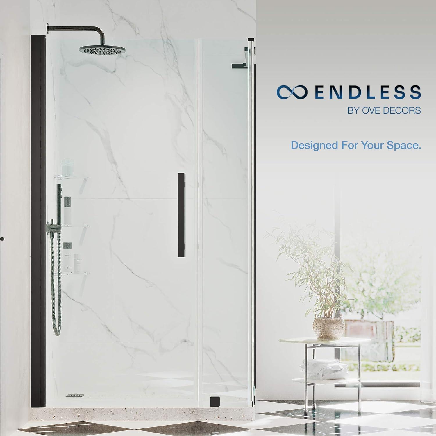 Endless Pasadena 41.38'' W 72.01'' H Frameless Rectangle Reversible Shower Kit