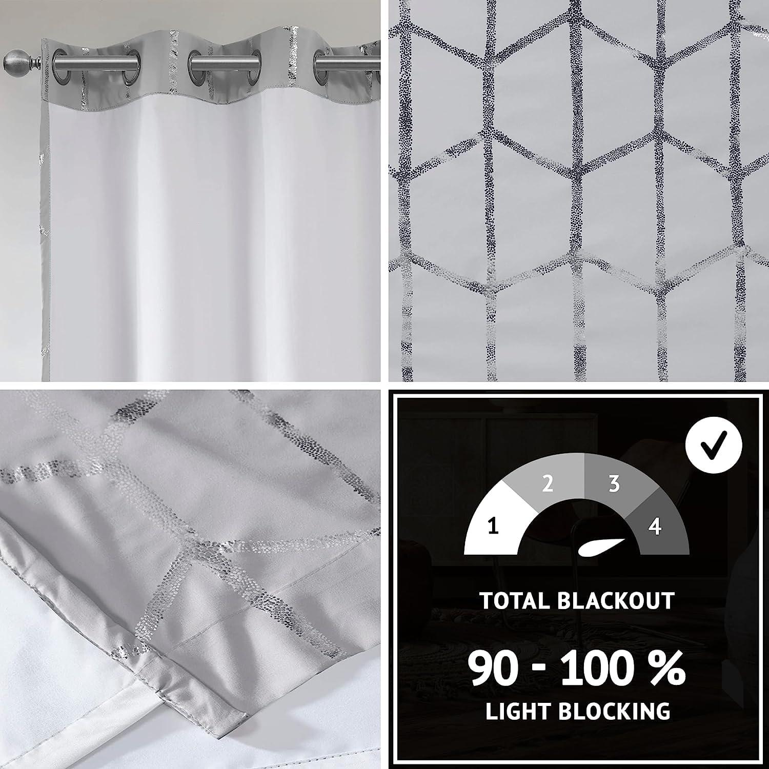 Intelligent Design Raina Geometric Total Blackout Grommet Single Curtain Panel