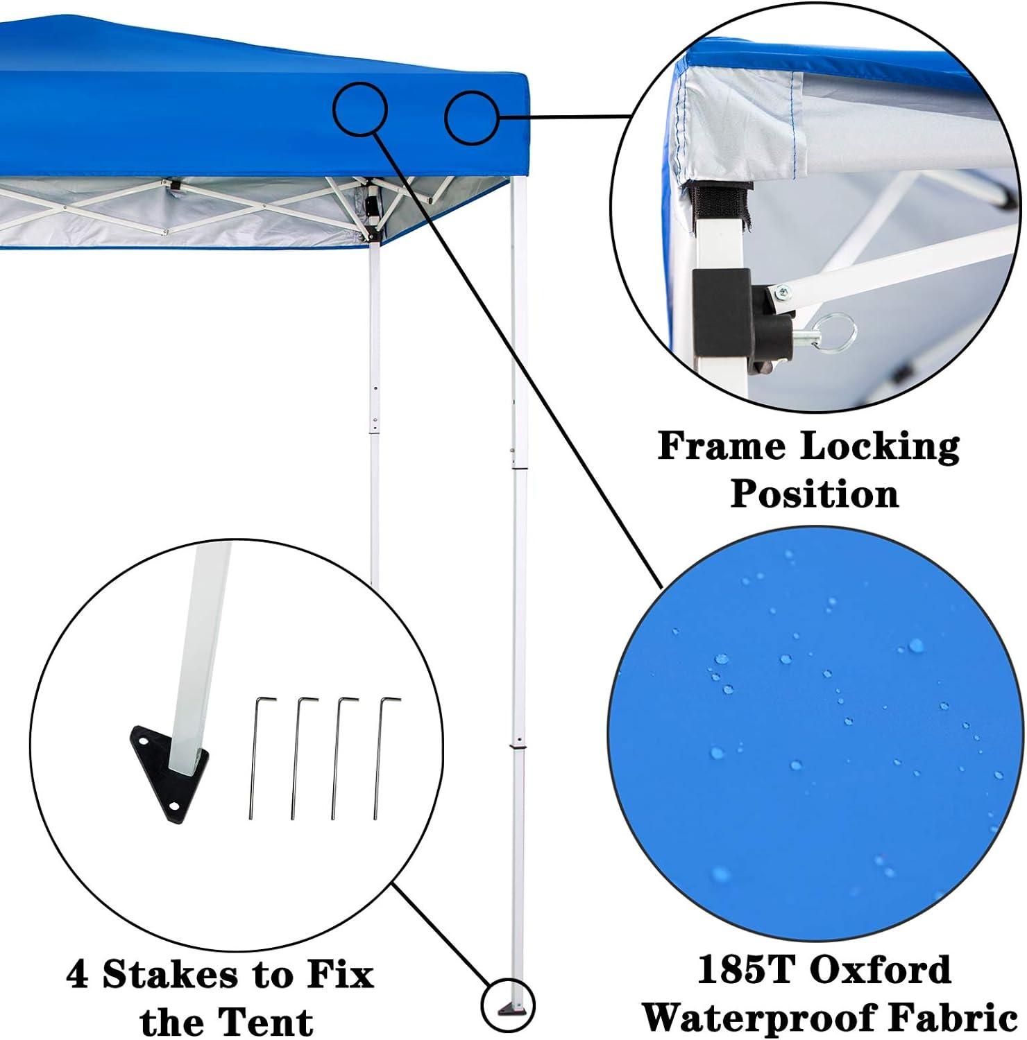 Royal Blue 6x4 Ft Waterproof Pop-Up Canopy Tent with Carry Bag