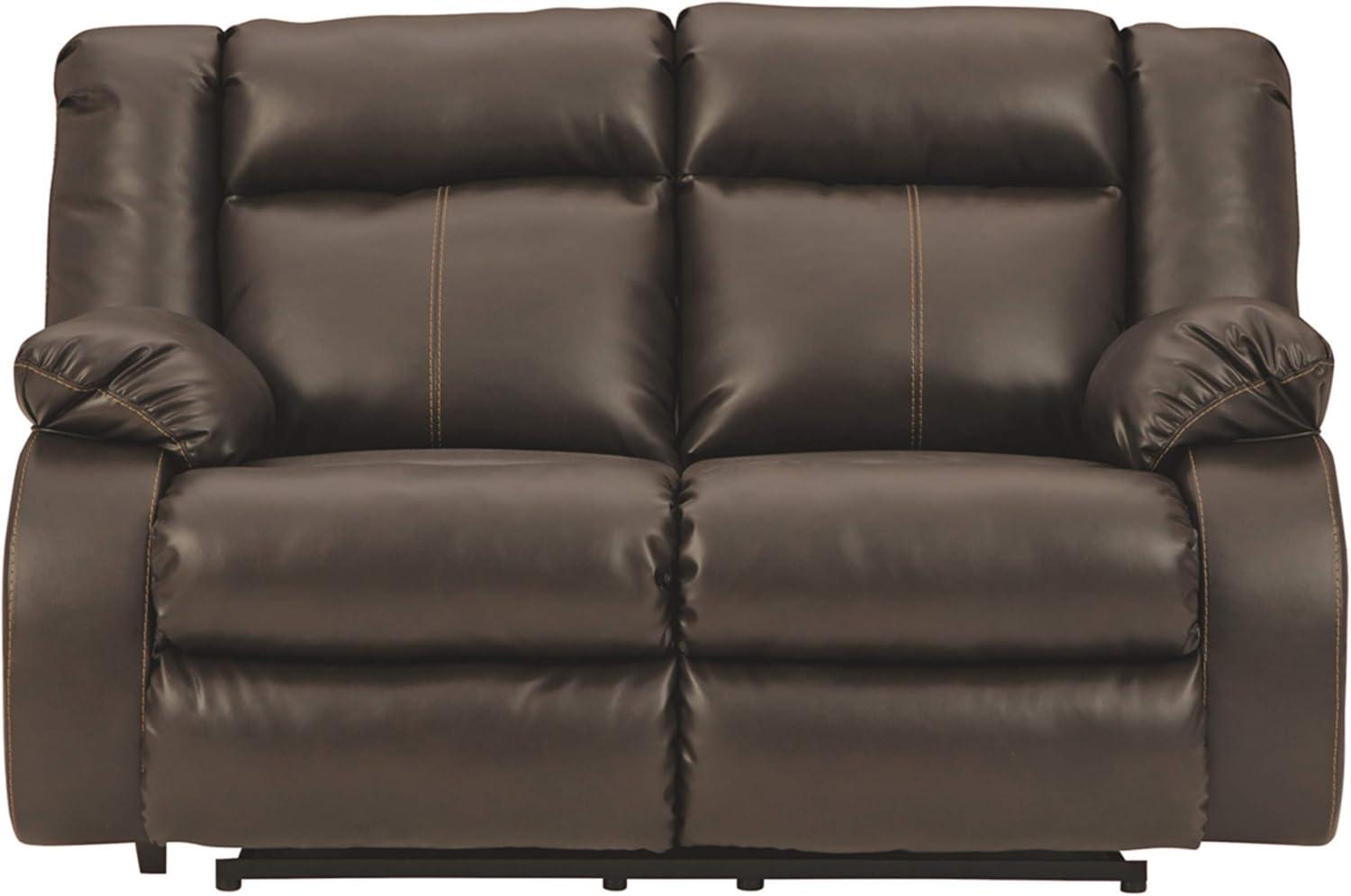 Ashley Furniture Denoron Faux Leather Power Reclining Loveseat in Dark Brown