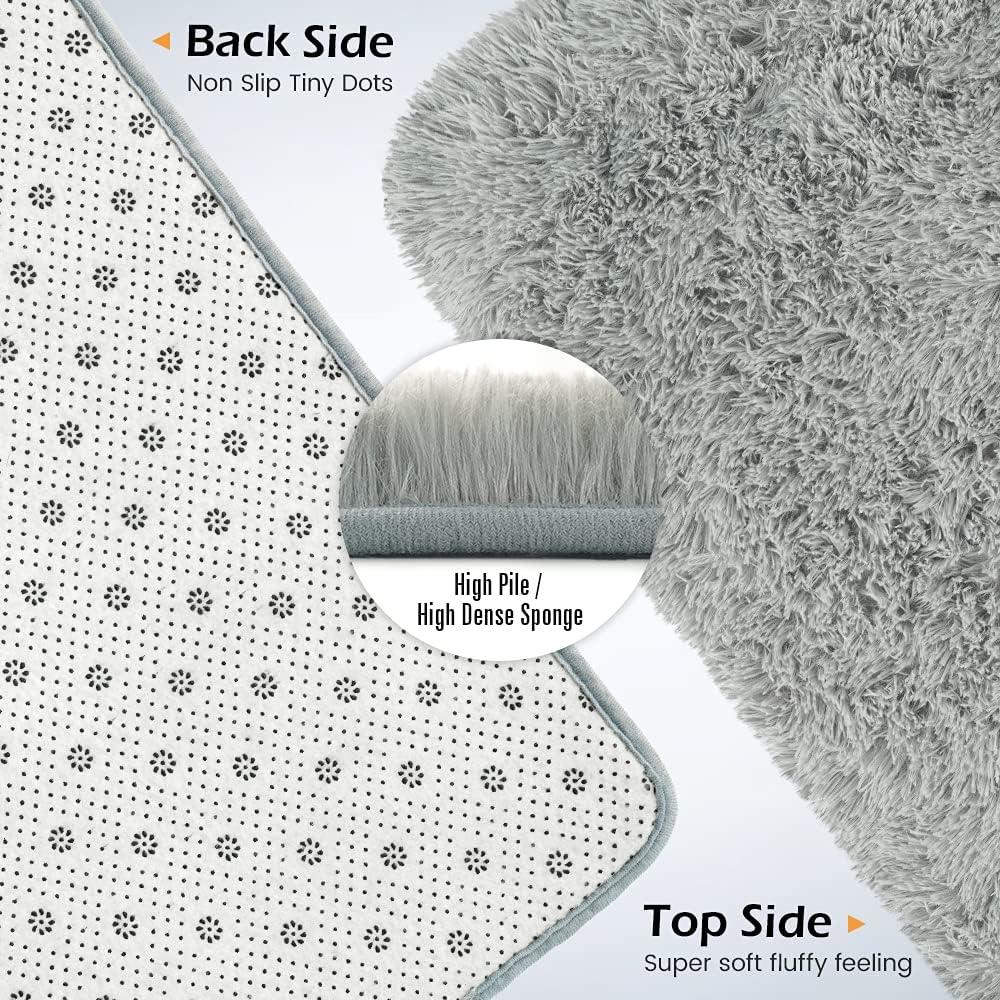 Gray Shag Memory Foam Kids Runner Rug 2x6 Feet