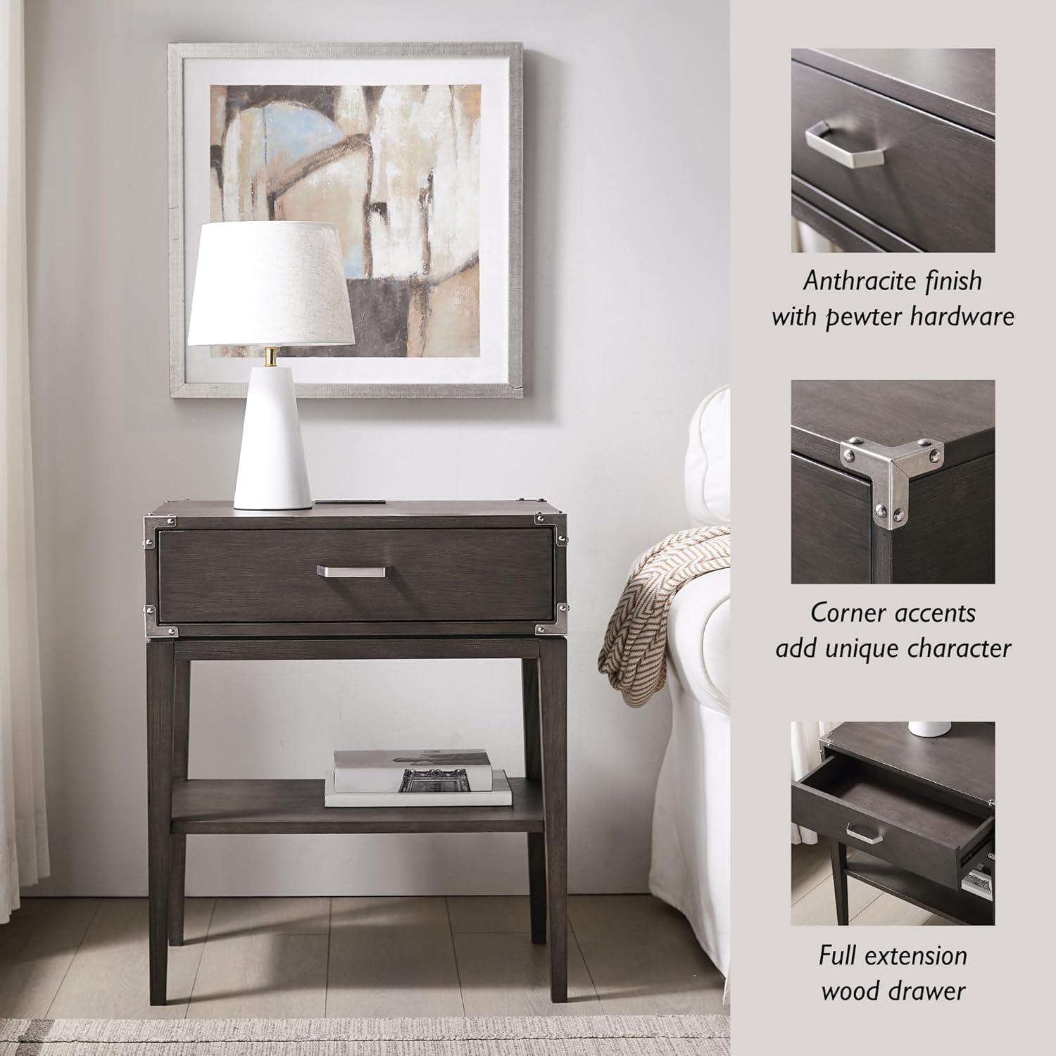 Red Barrel Studio® Beckett Solid + Manufactured Wood Side Table in Anthracite & Reviews | Wayfair