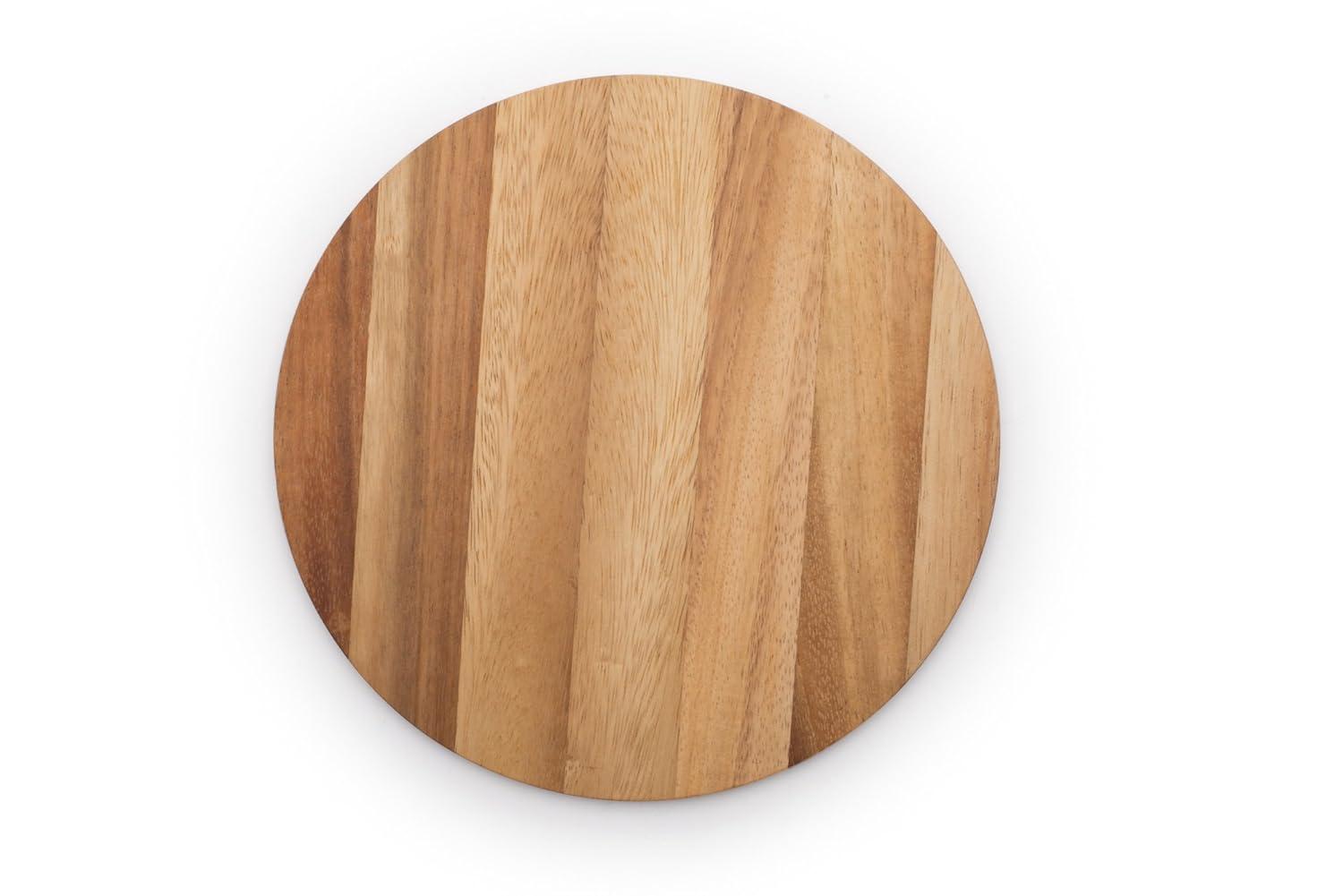 Ironwood Gourmet Multi-Use Circle Serving Board, Acacia Wood, 9 Inch Diameter Round Cutting Board