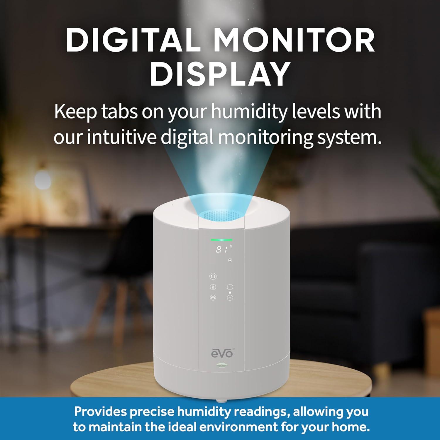 Evo Evo Warm Mist Evaporative Tabletop Humidifier with Adjustable Humidistat for 500 Cubic Feet