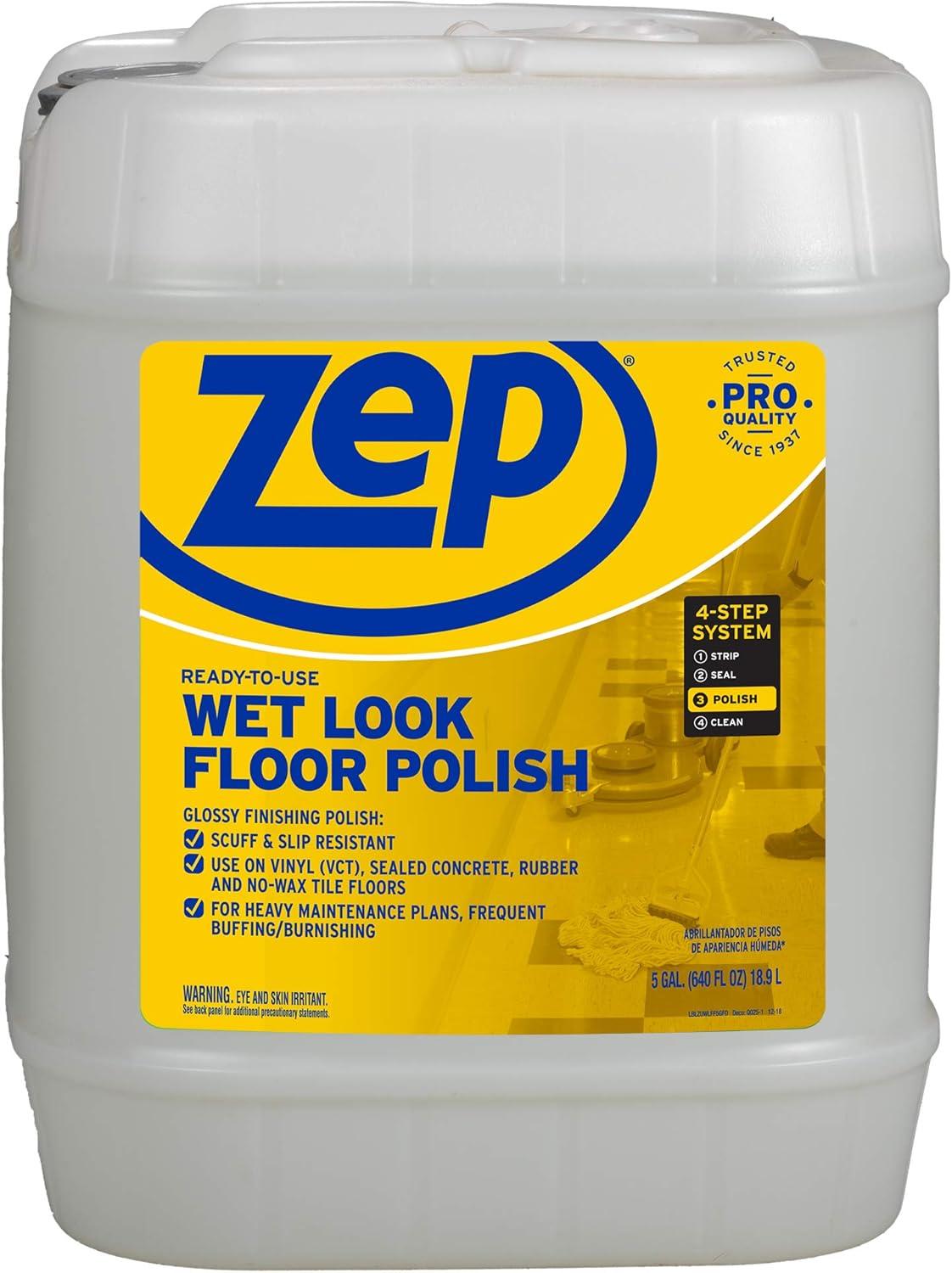 ZEP Zep Wet-Look Floor Polish – Enhances Hard Floor Appearance –- 5 gal (1 Pail)