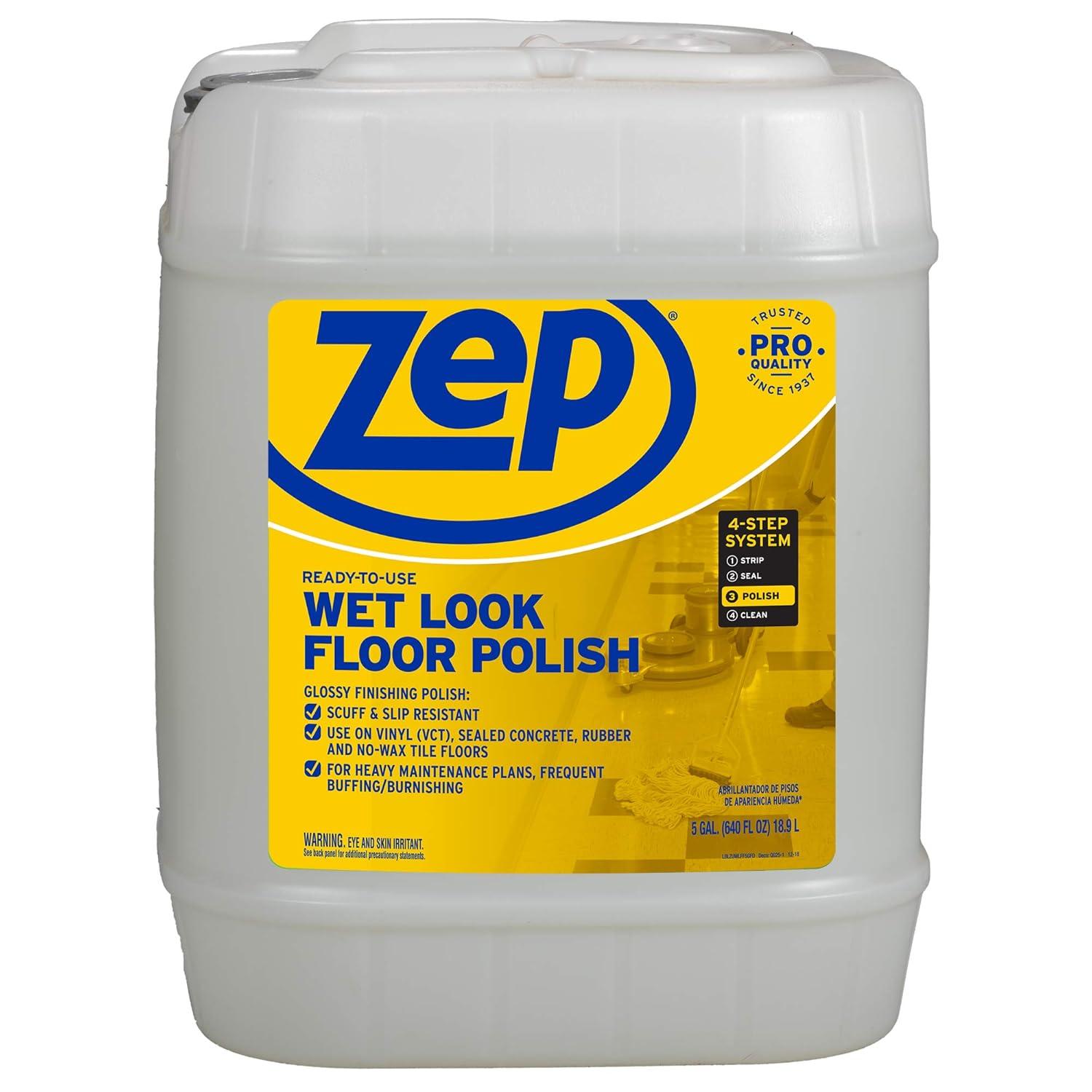 ZEP Zep Wet-Look Floor Polish – Enhances Hard Floor Appearance –- 5 gal (1 Pail)
