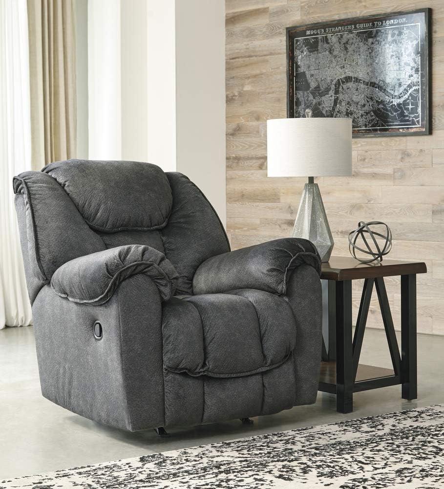 Bowery Hill Contemporary Fabric Rocker Recliner in Granite Gray