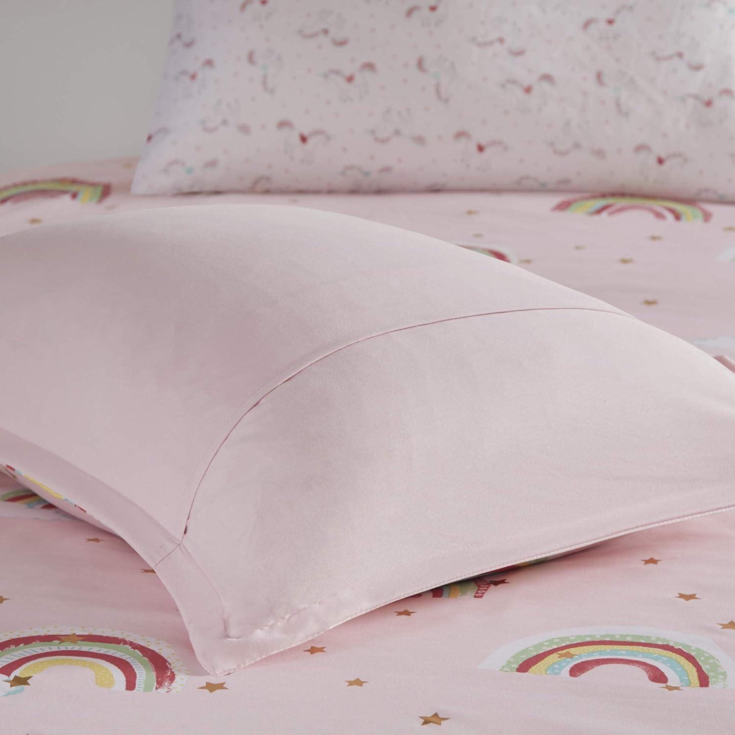 Intelligent Design Kids Alicia Rainbow and Metallic Stars Comforter Set with Bed Sheets