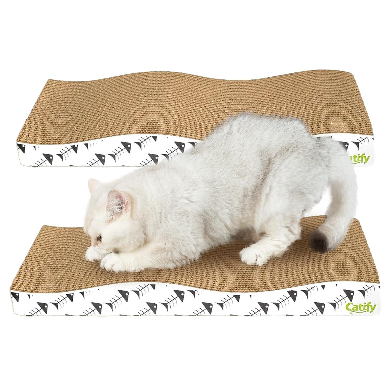 Best Pet Supplies Corrugated Reversible Cardboard Cat Scratcher, Lounger, and Fun Interactive Scratching Boards, Claw Safe, Durable, Natural Recycled Materials, Supports Active Play