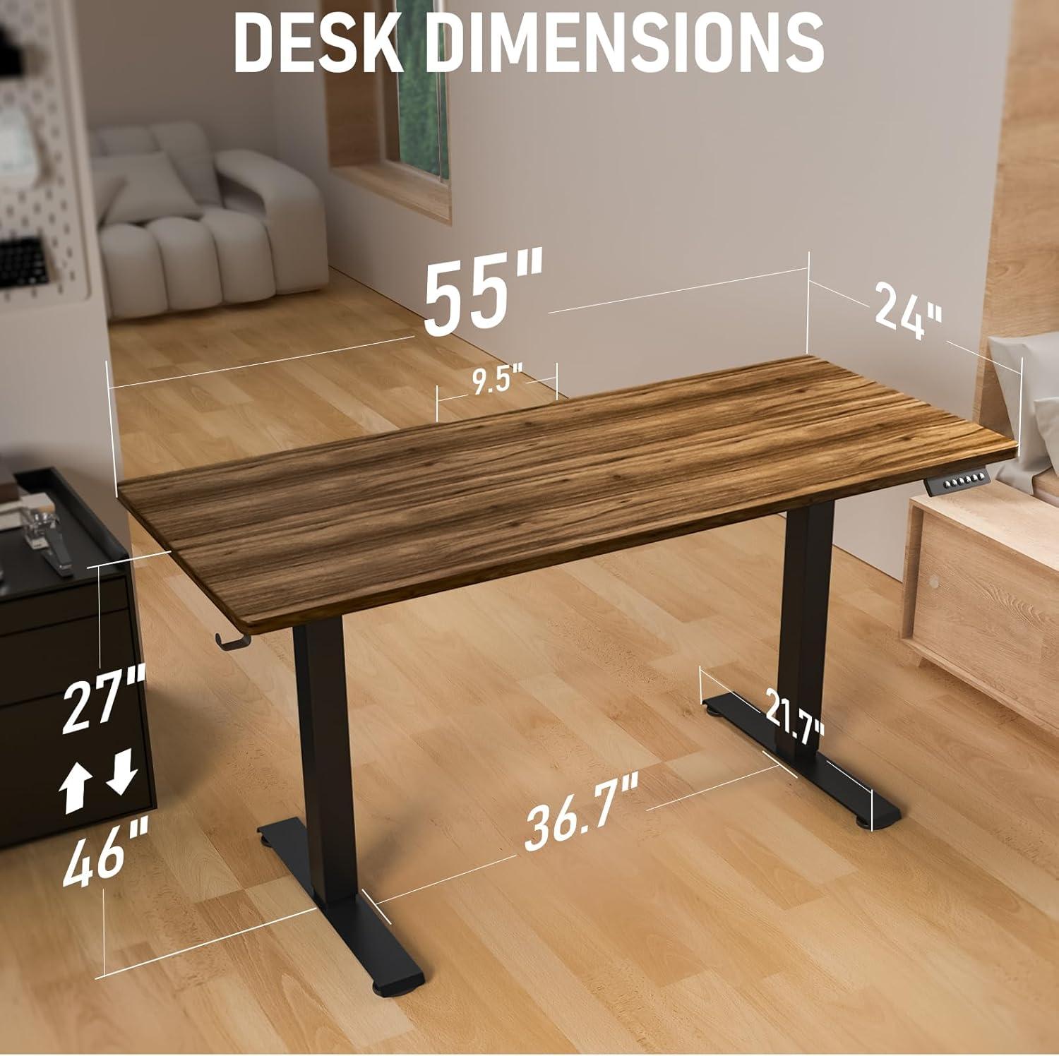 Vivo VIVO 55" x 24" Electric Sit Stand Desk, Height Adjustable Workstation (E155TB series)