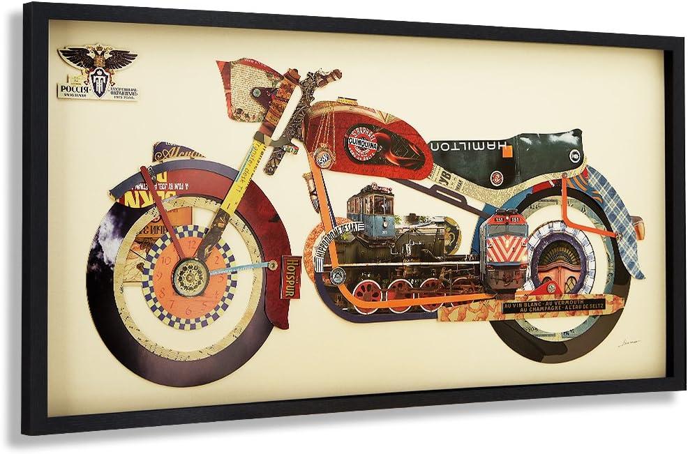 "Holy Furious Motorbike" Dimensional Collage Framed Graphic Art Under Glass Wall Art