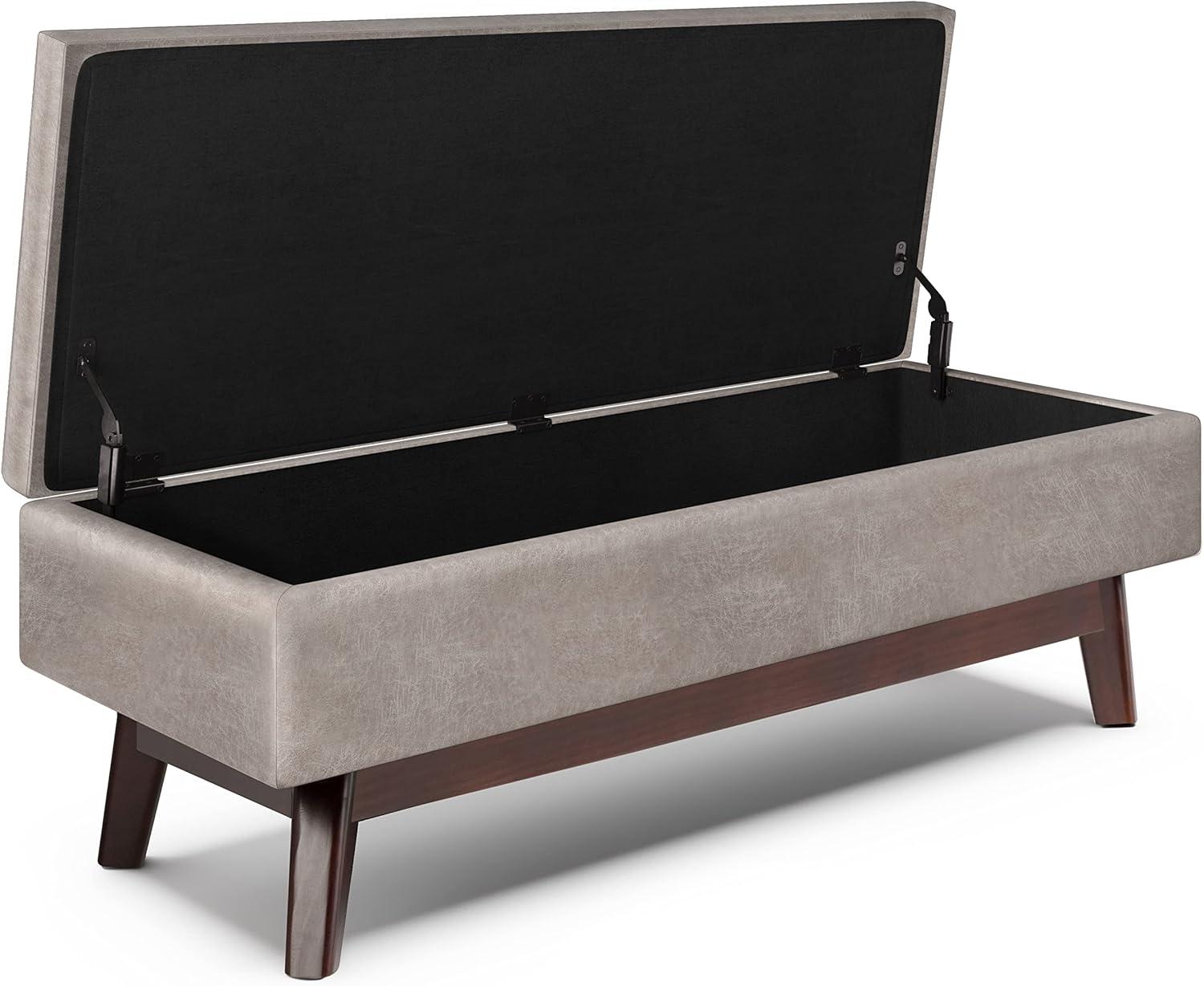 Owen 48" Gray Taupe Faux Leather Storage Ottoman