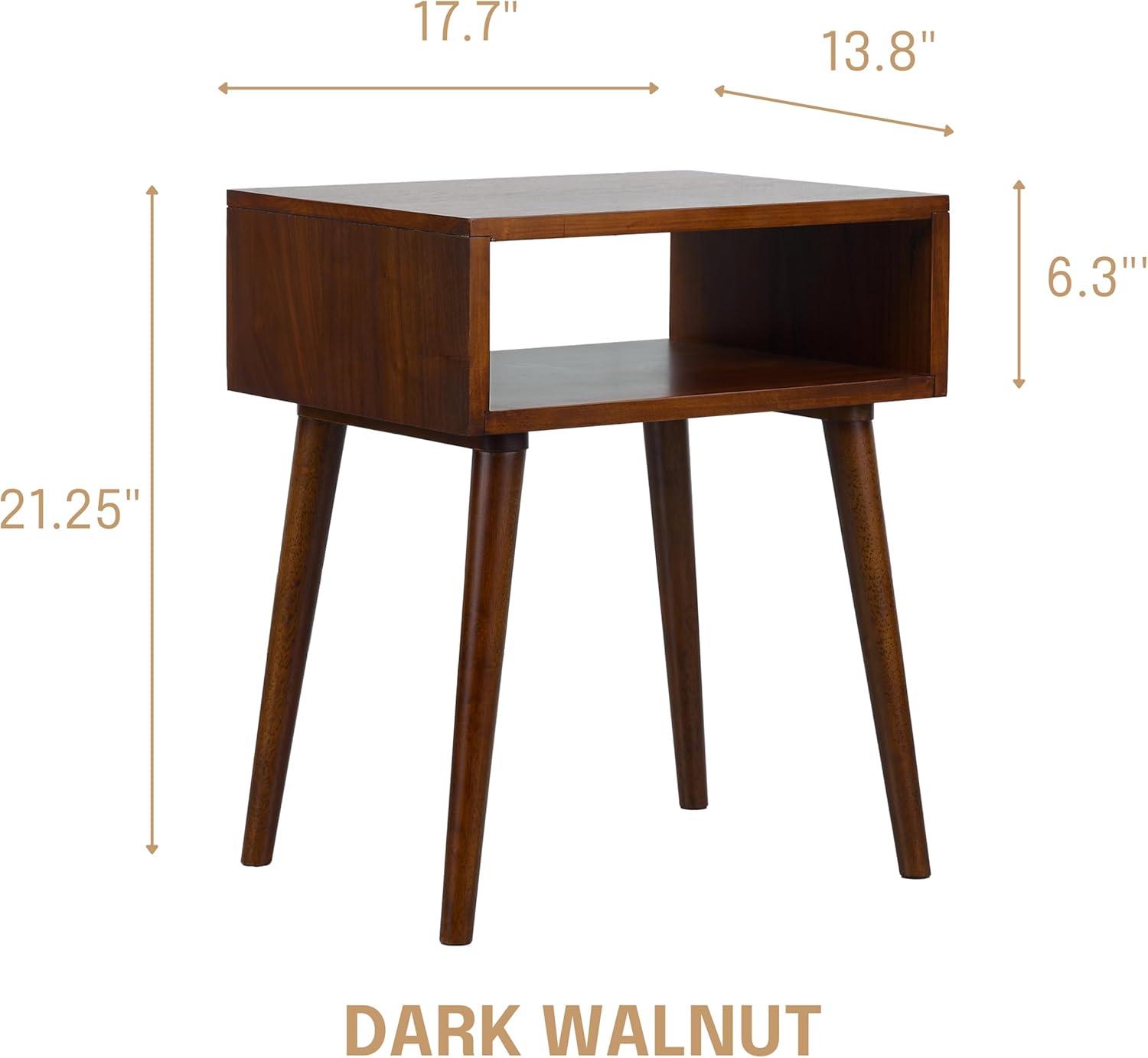 NTC Zoe Solid Oak Wood Nightstand, Mid Century Modern Side Table Bedroom with Storage