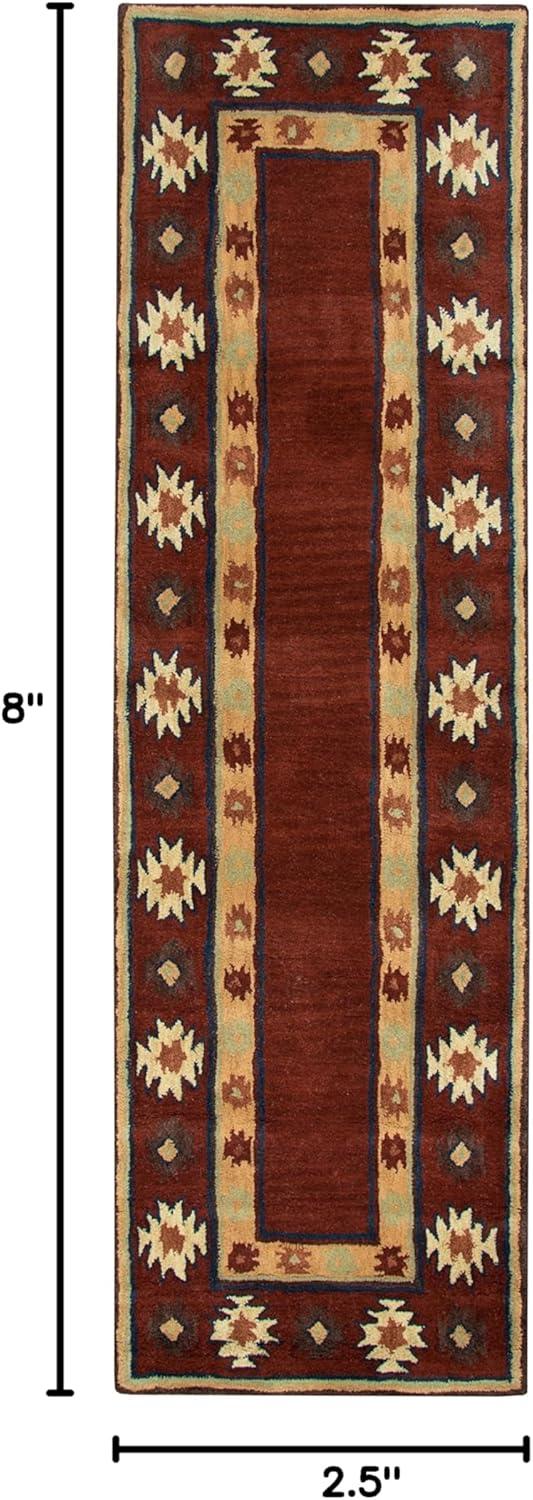 Hand-Tufted Artistic Southwest Wool Round Rug in Rich Red
