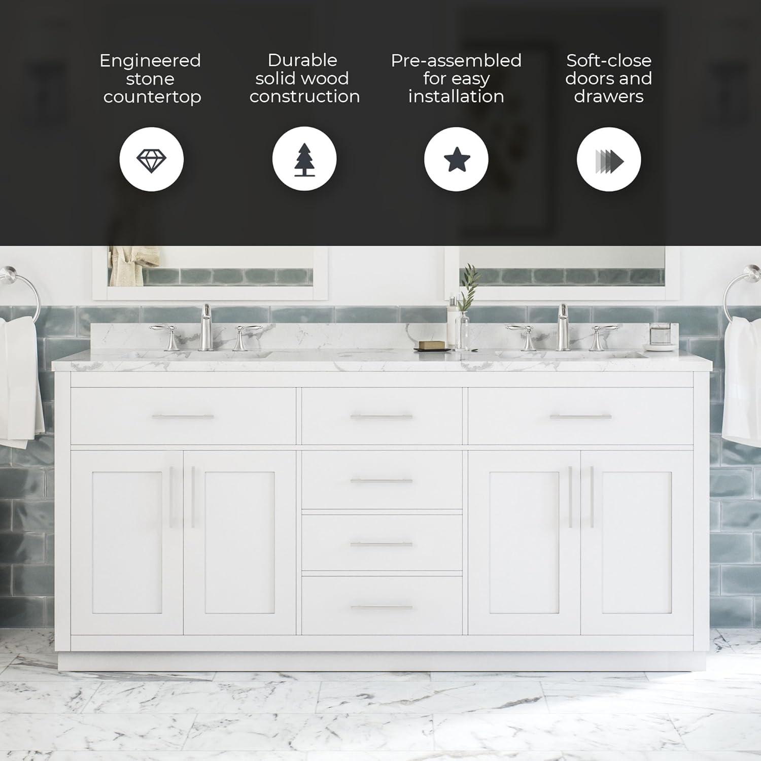 OVE Decors Athea 72 in. W Bath Vanity with Premium Countertop and Power Bar