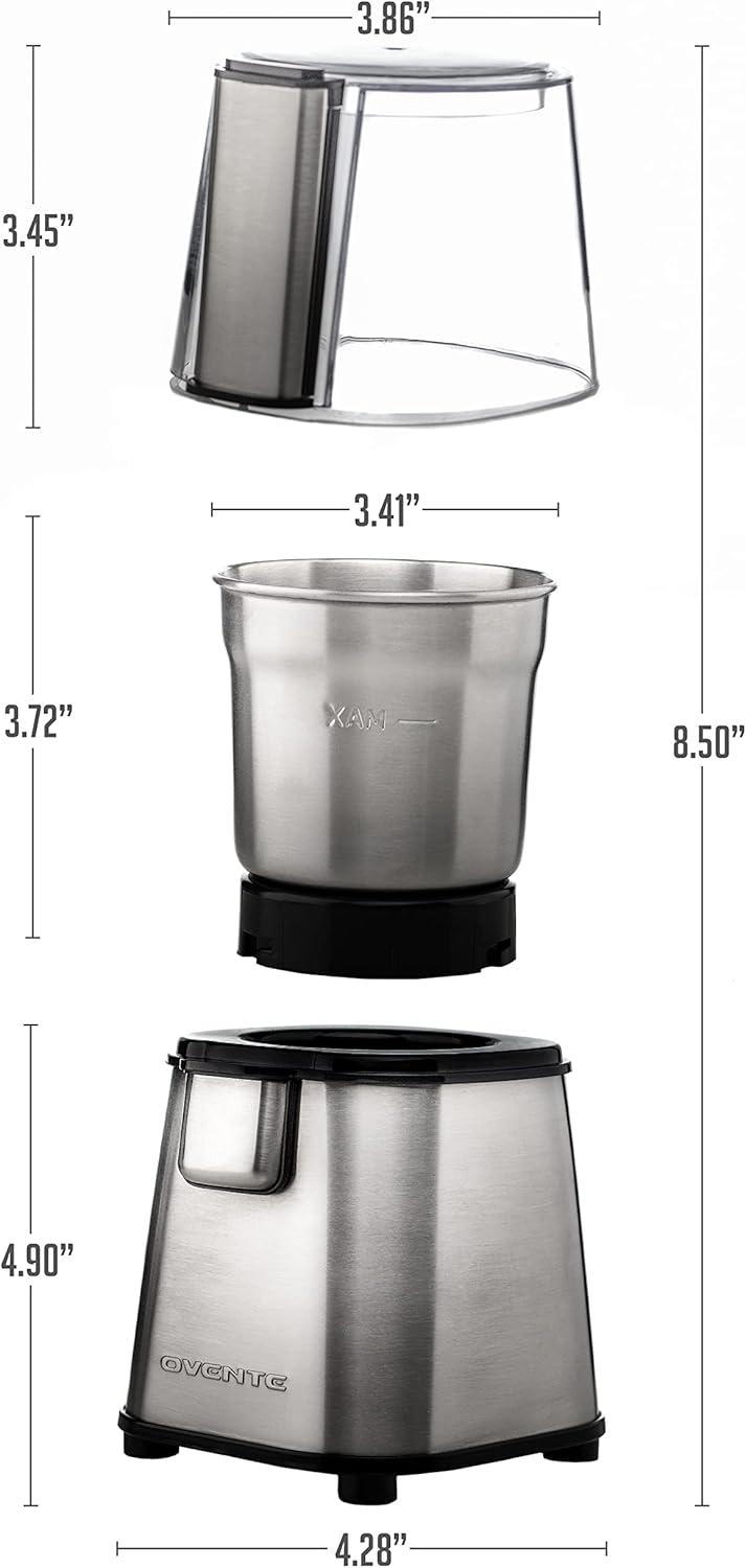 Compact Stainless Steel Electric Coffee Grinder with 2 Blades