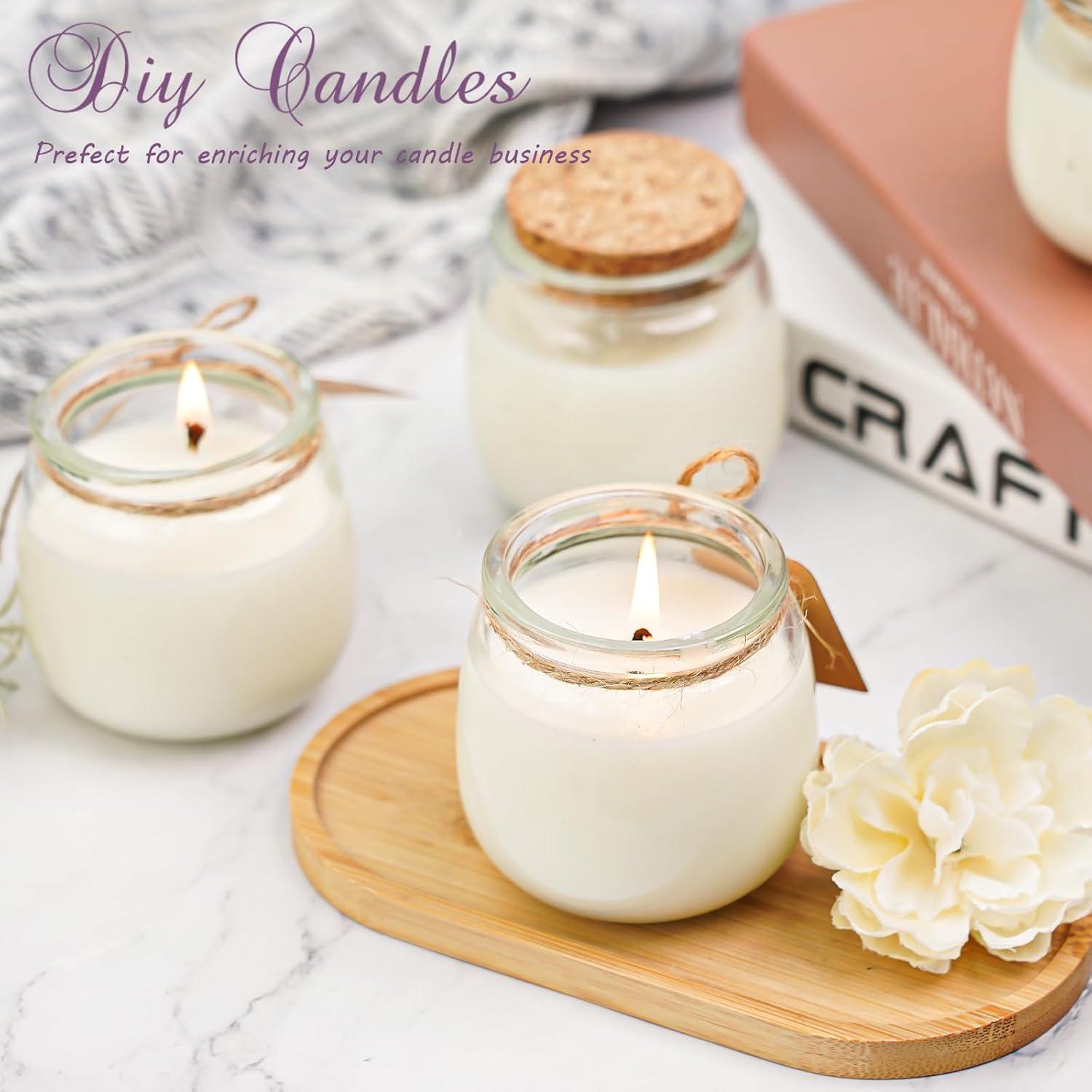 40 Pack Syntic 7oz Thick Candle Jars for Making Candles, Empty Container with with Cork Lids, PE Lids for Gift Favors, Party decorate Clear