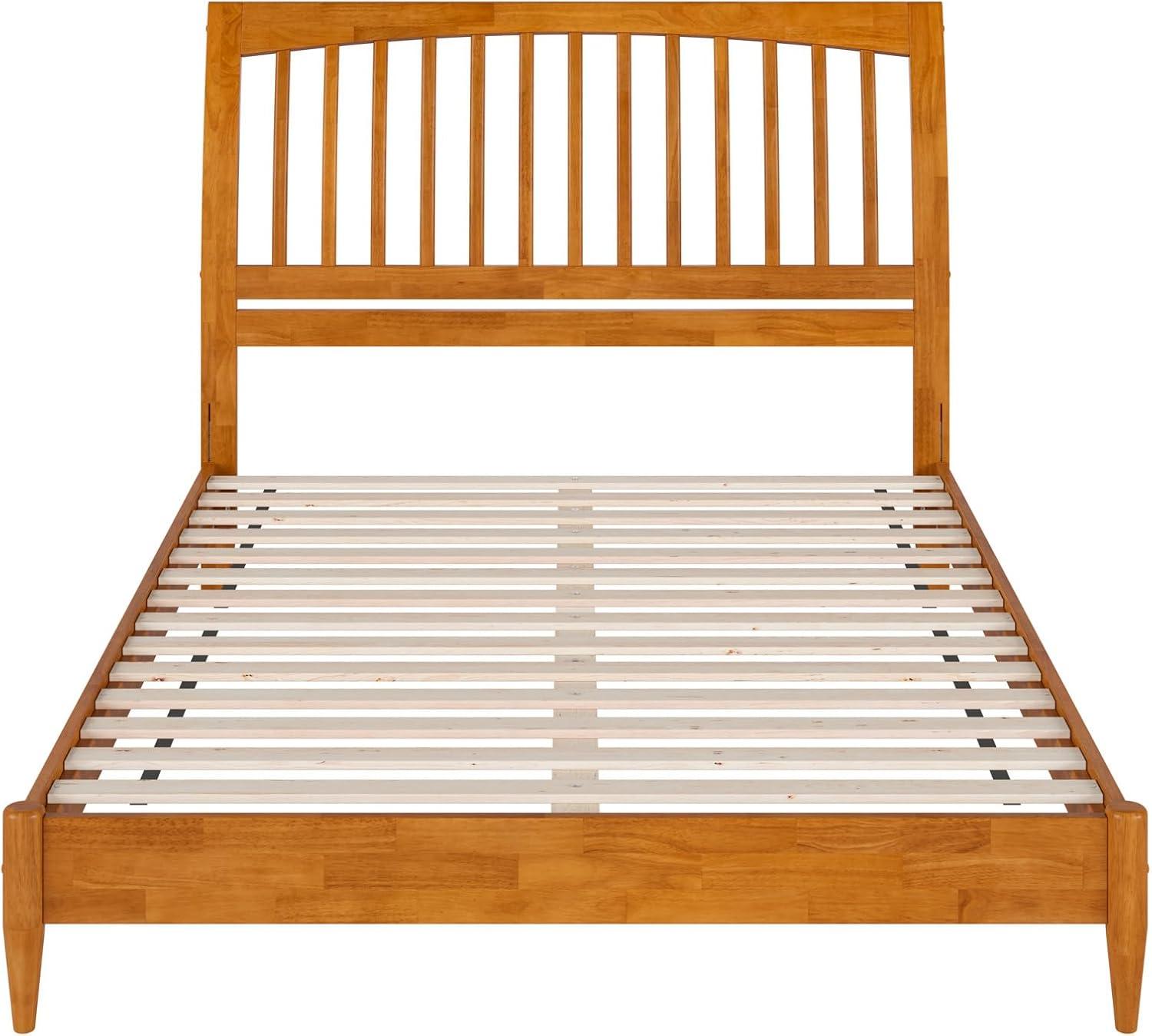 AFI Orleans Queen Solid Wood Low Profile Sleigh Platform Bed, Light Toffee