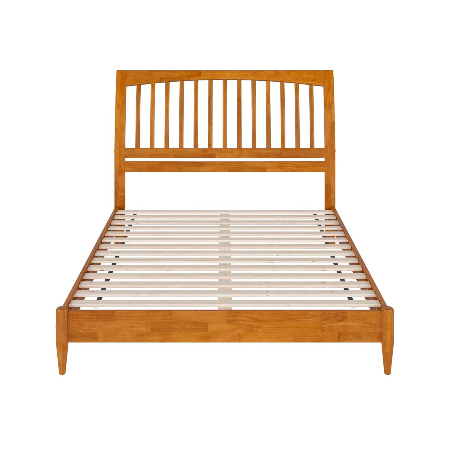 AFI Orleans Queen Solid Wood Low Profile Sleigh Platform Bed, Light Toffee