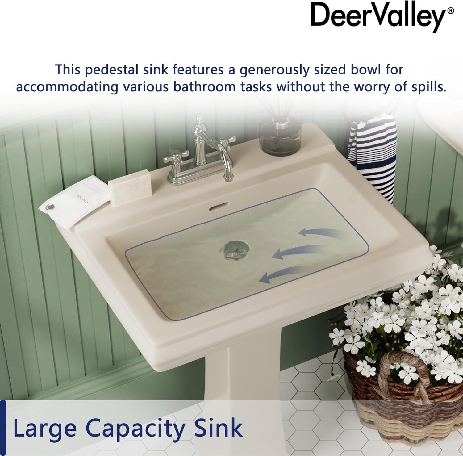 Apex 34" Tall Rectangular Vitreous China Pedestal Bathroom Sink with Overflow