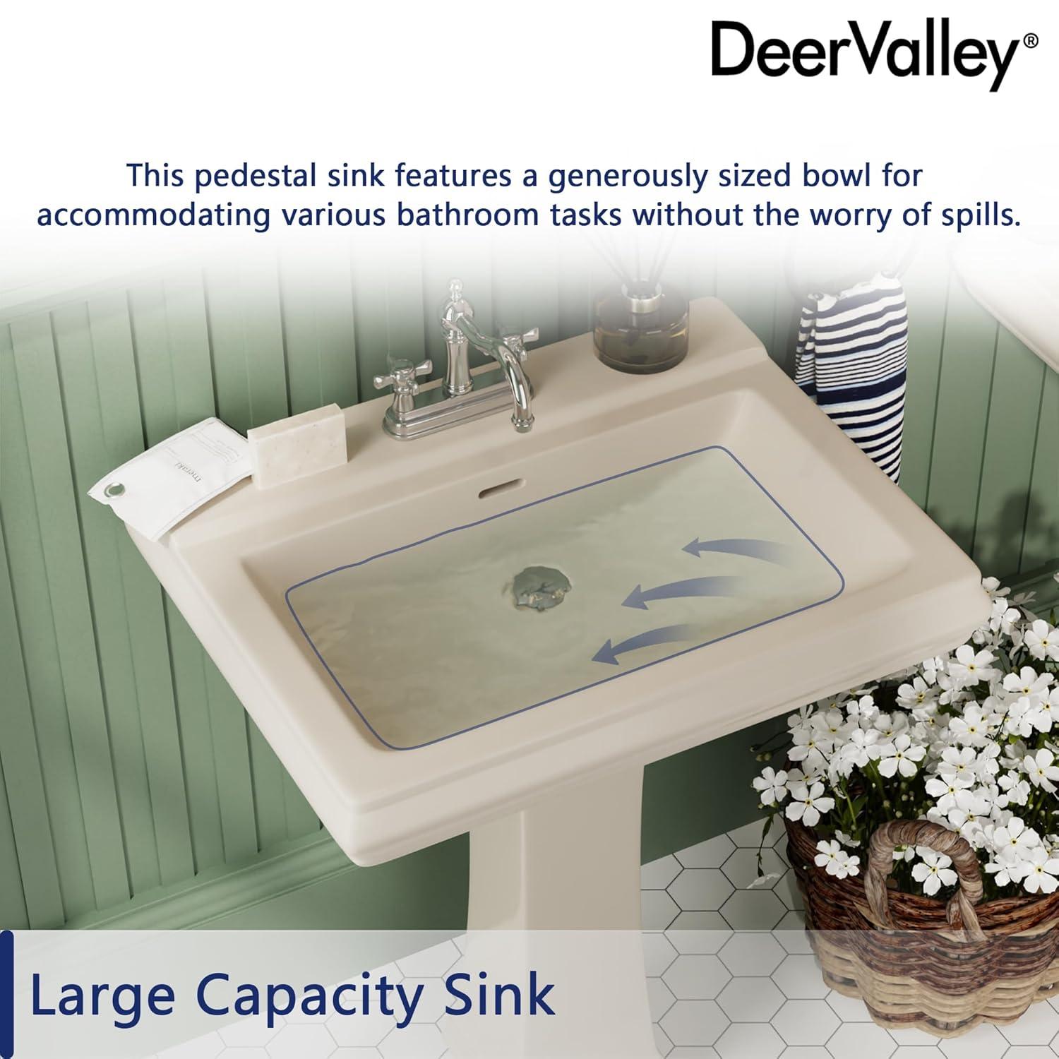 Apex 34" Tall Rectangular Vitreous China Pedestal Bathroom Sink with Overflow