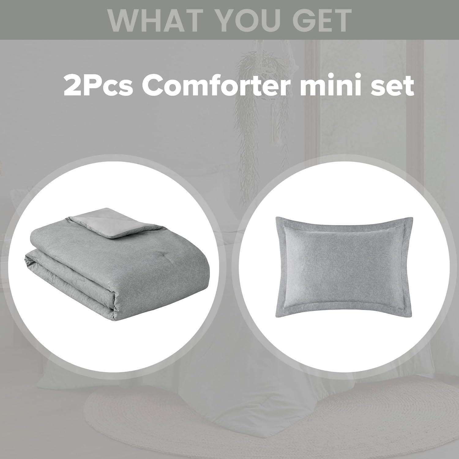 Gray Twin Microfiber Comforter Set with Pillowcase