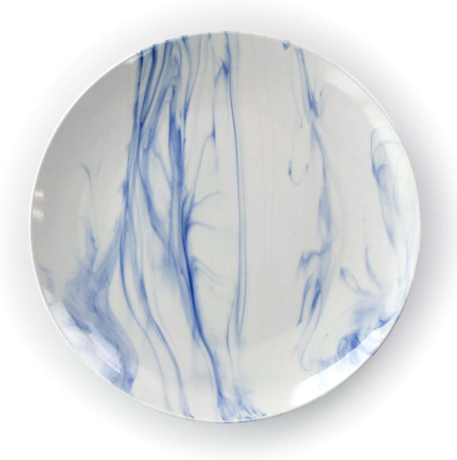 16-Piece Blue and White Marble Ceramic Dinnerware Set